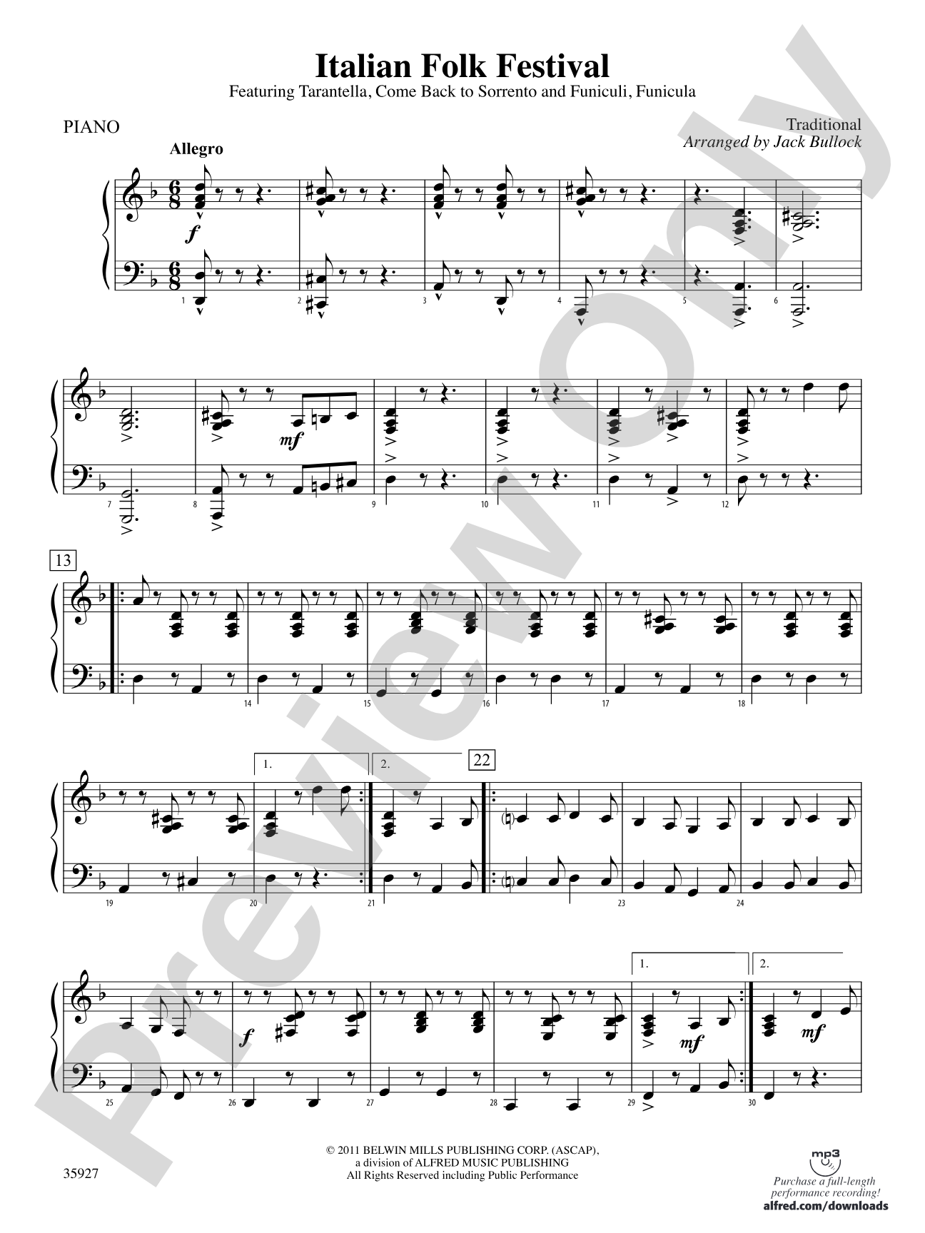 Italian Folk Festival: Piano Accompaniment