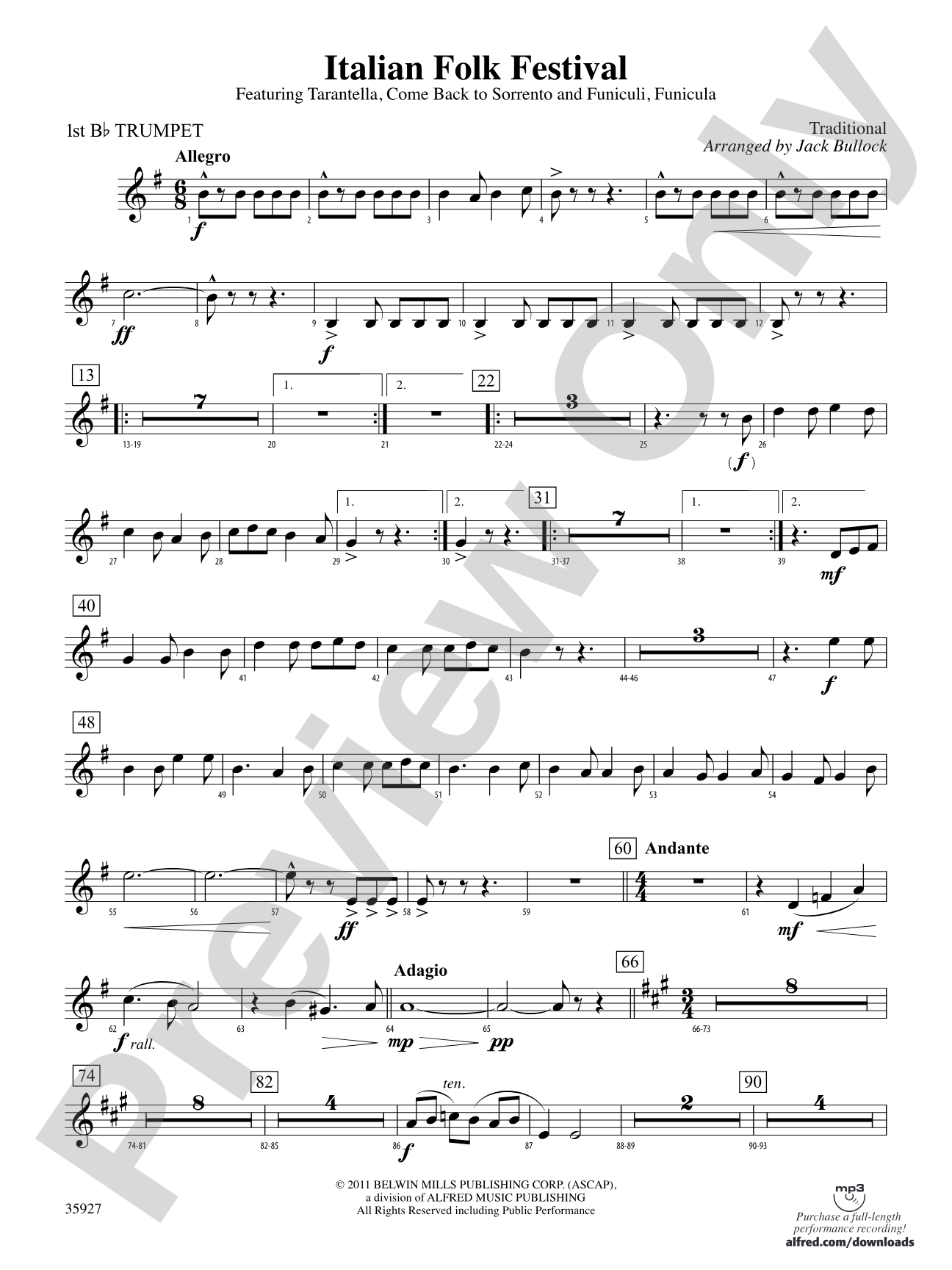 Italian Folk Festival: 1st B-flat Trumpet