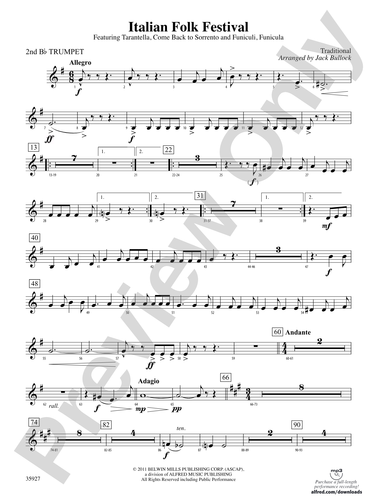 Italian Folk Festival: 2nd B-flat Trumpet