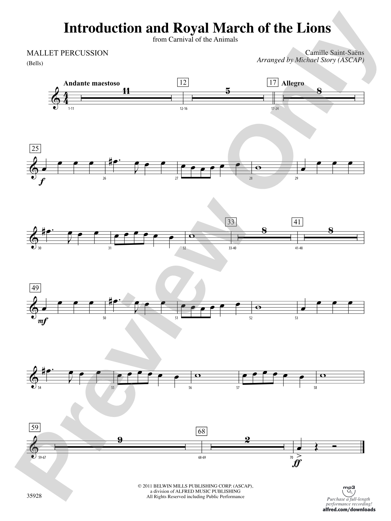 Introduction and Royal March of the Lions (from Carnival of the Animals): Mallets