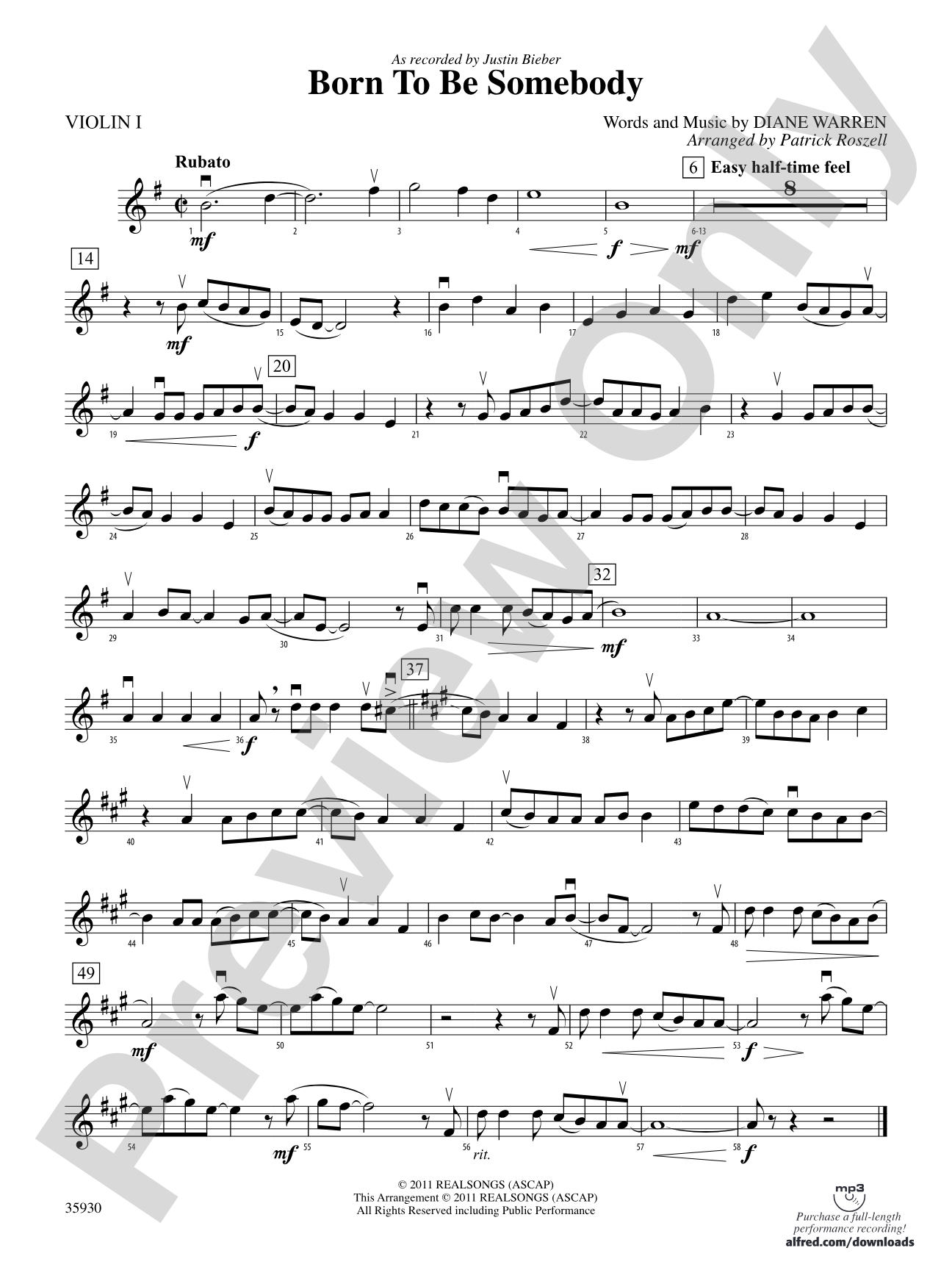 Born to Be Somebody: 1st Violin