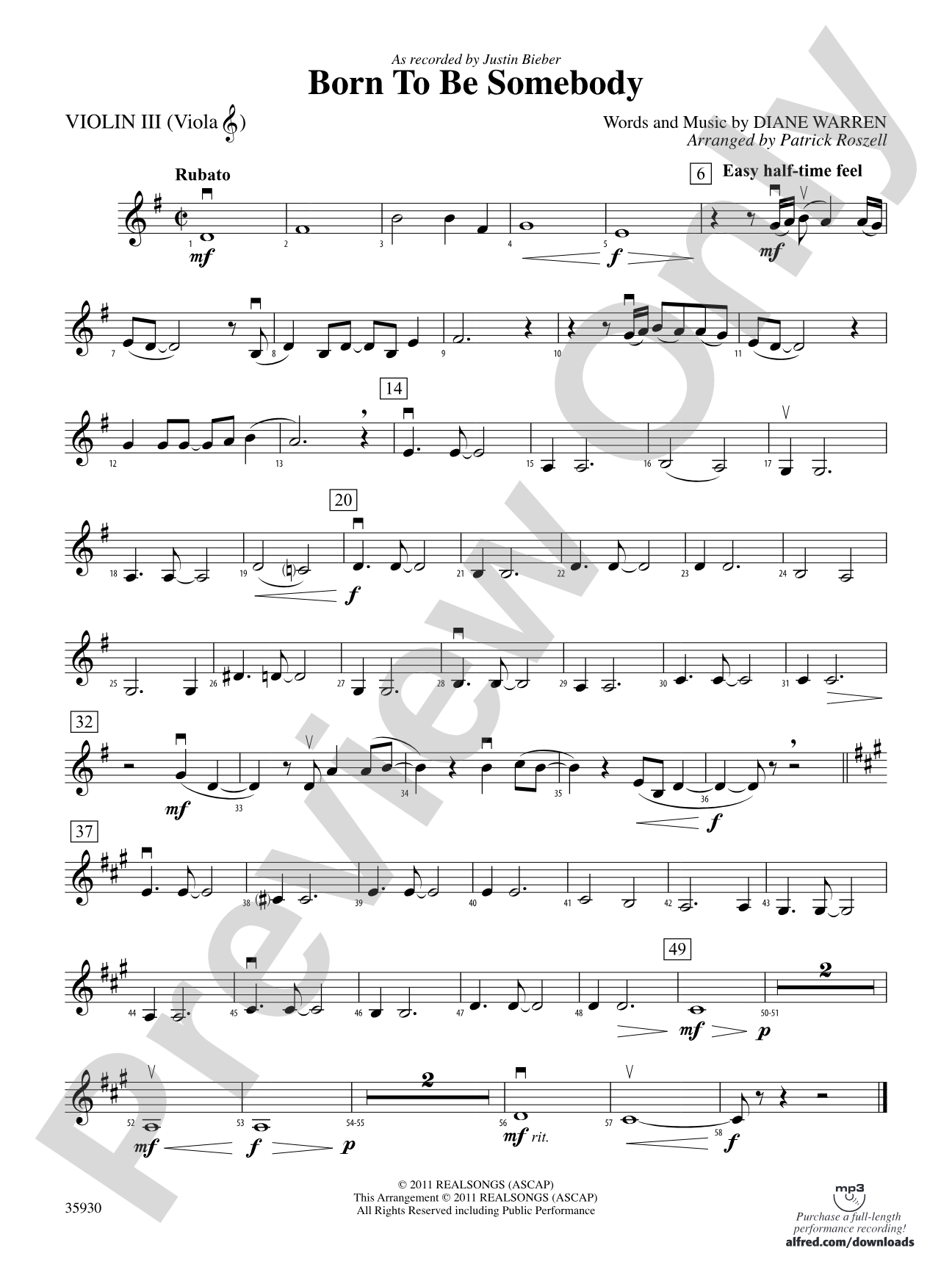 Born to Be Somebody: 3rd Violin (Viola [TC])