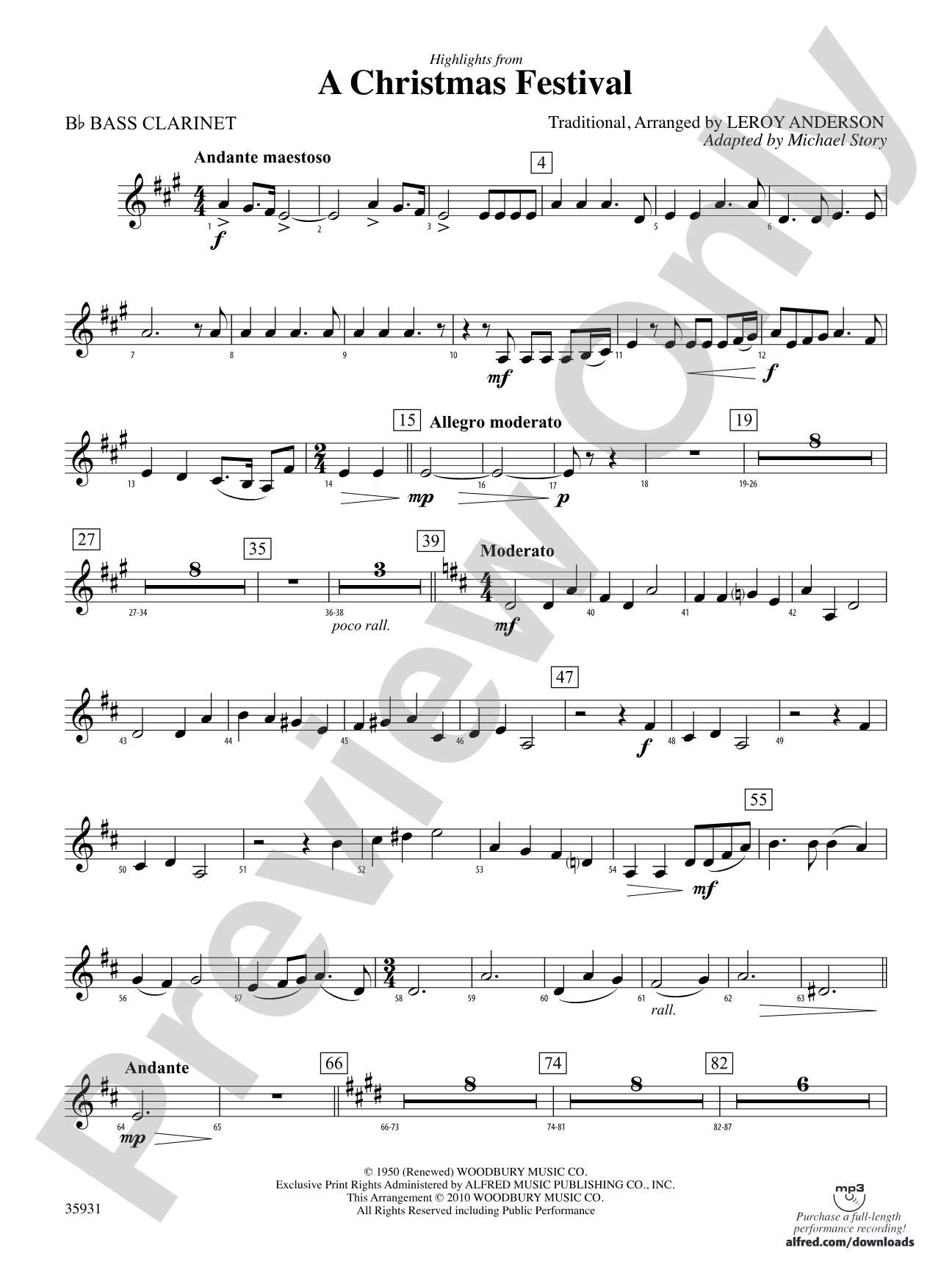 A Christmas Festival, Highlights from: B-flat Bass Clarinet