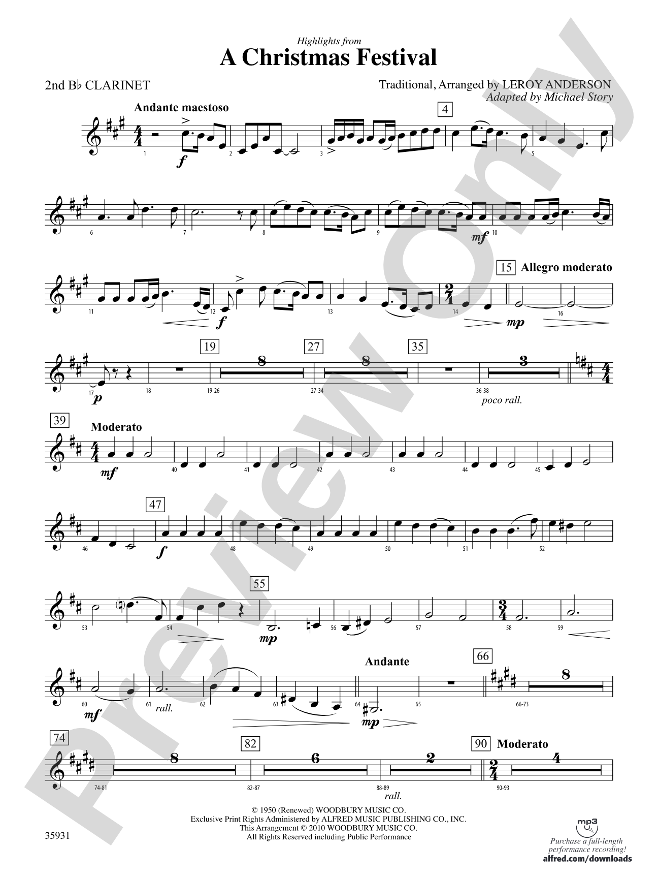 A Christmas Festival, Highlights from: 2nd B-flat Clarinet