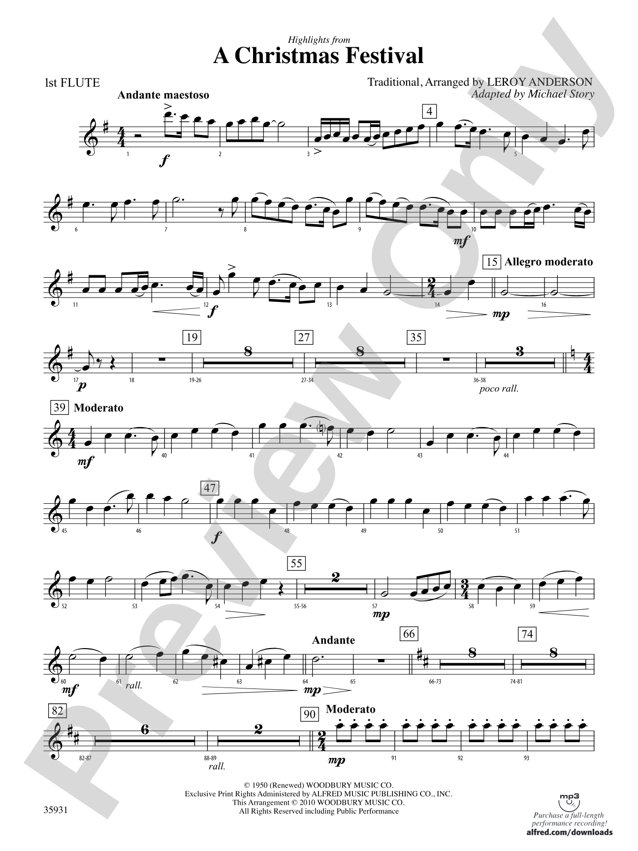 A Christmas Festival, Highlights from: Flute