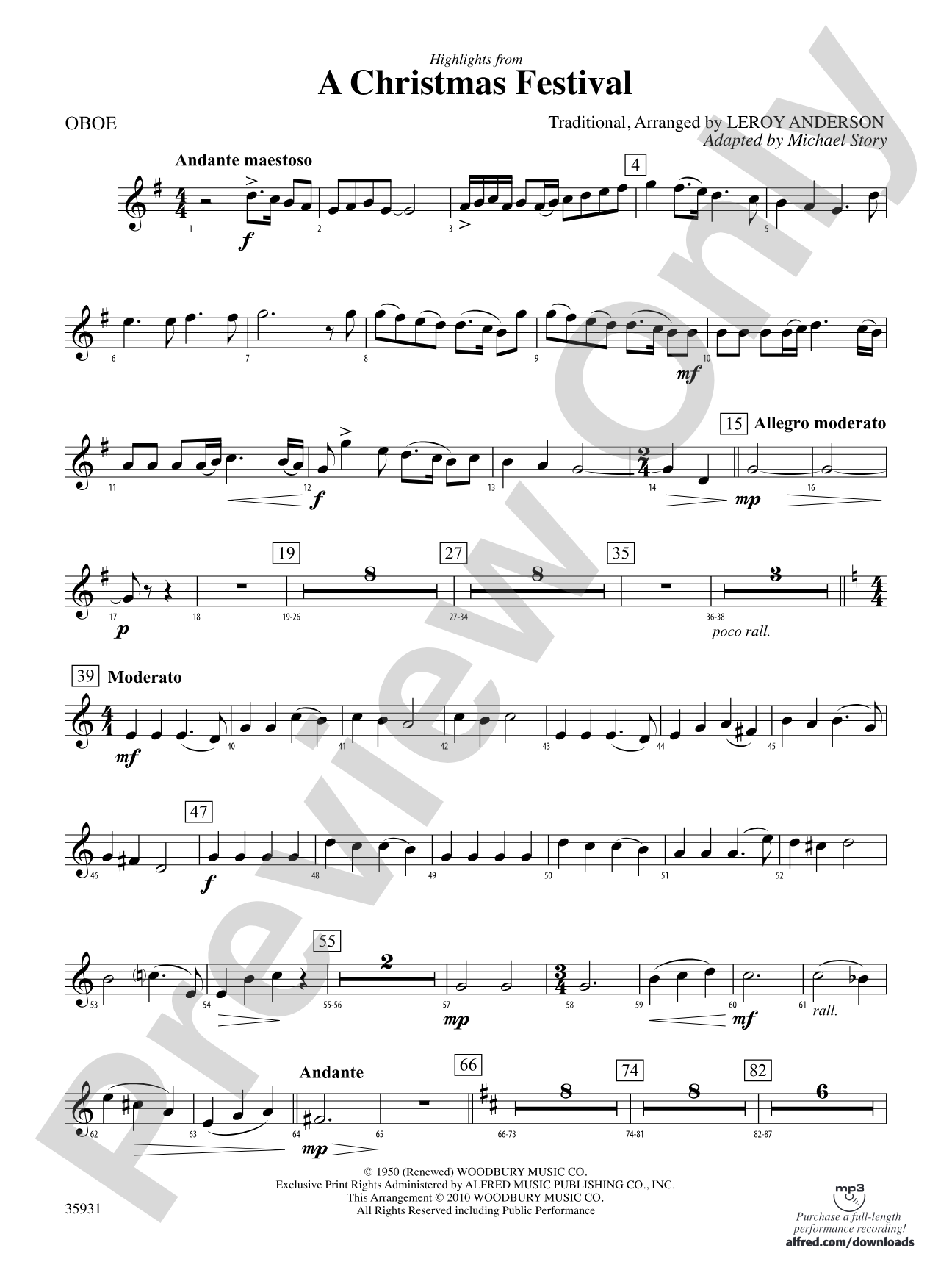 A Christmas Festival, Highlights from: Oboe