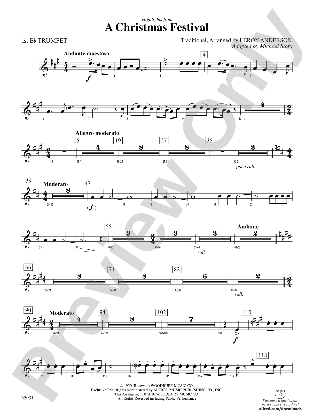A Christmas Festival, Highlights from: 1st B-flat Trumpet