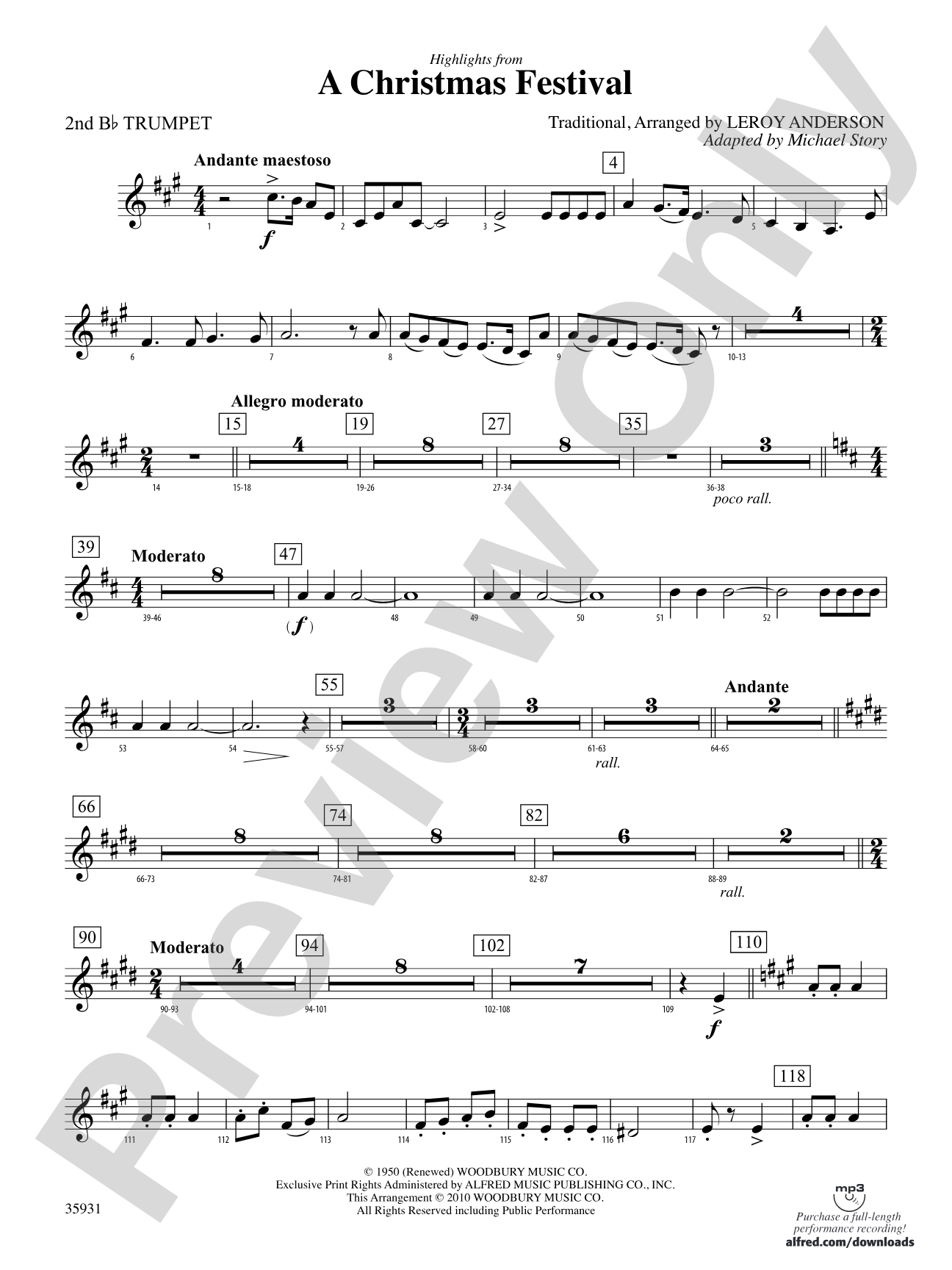 A Christmas Festival, Highlights from: 2nd B-flat Trumpet