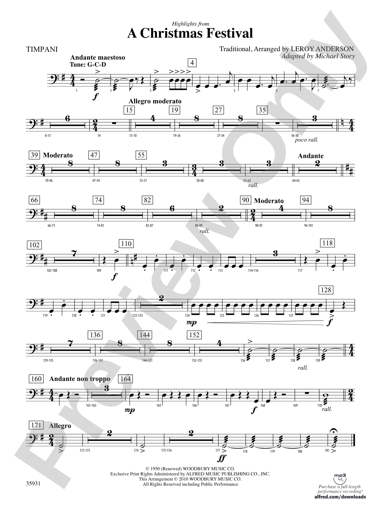 A Christmas Festival, Highlights from: Timpani