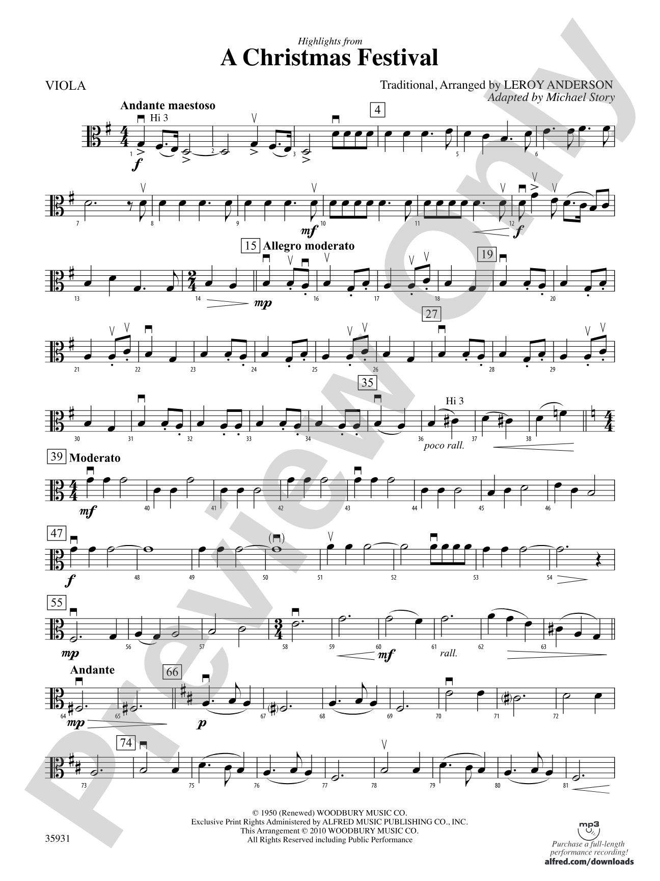 A Christmas Festival, Highlights from: Viola