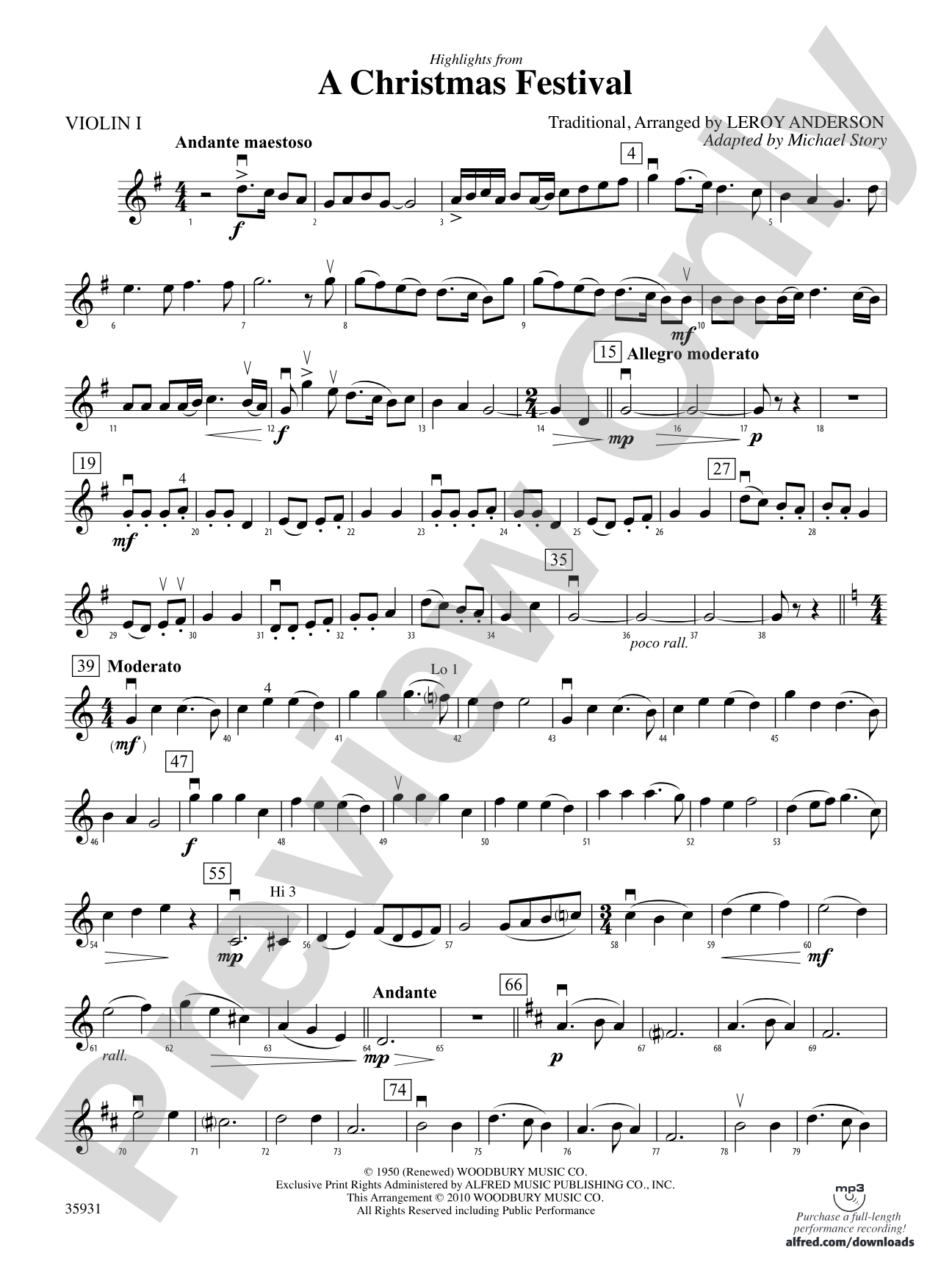 A Christmas Festival, Highlights from: 1st Violin