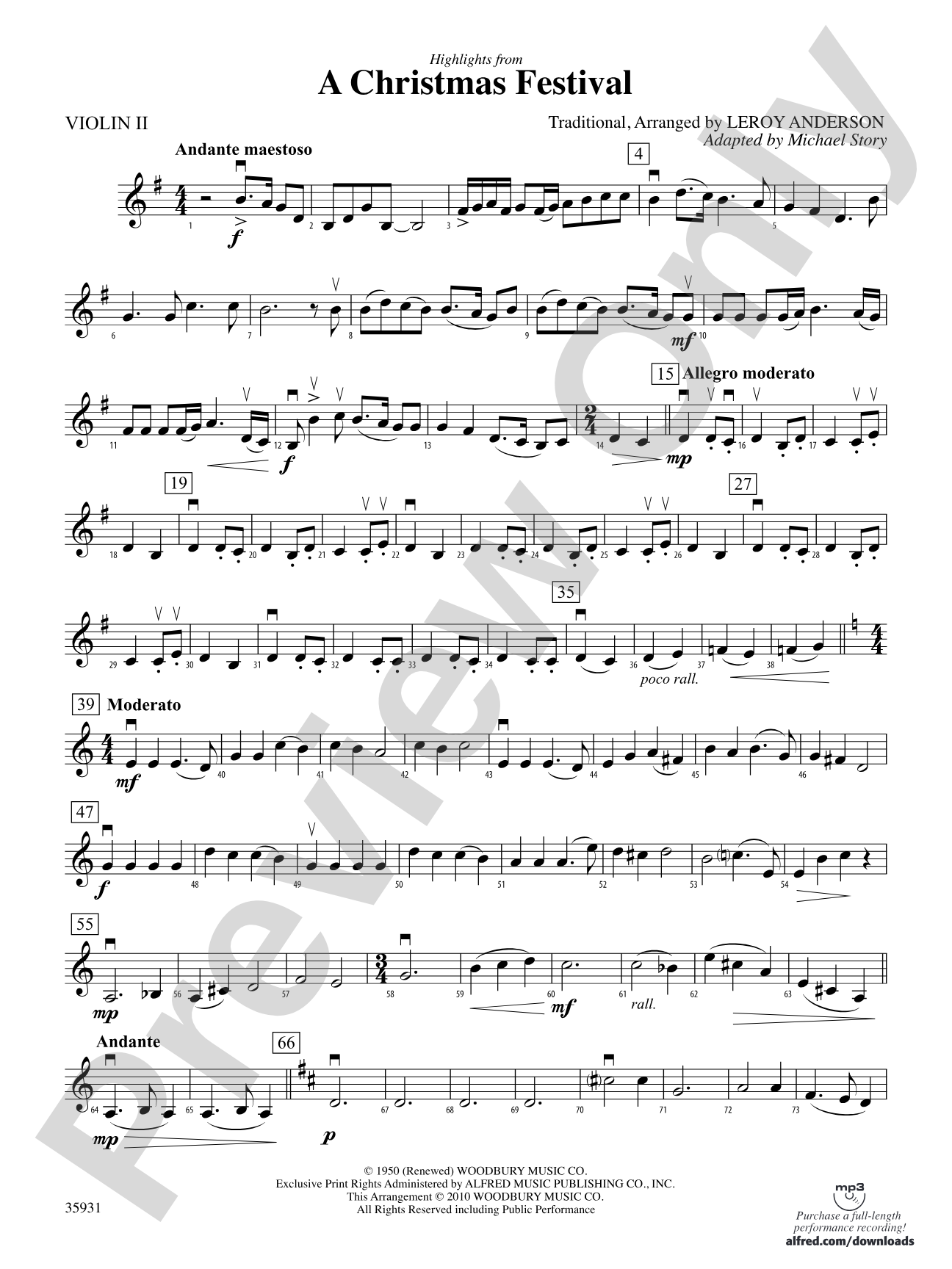 A Christmas Festival, Highlights from: 2nd Violin