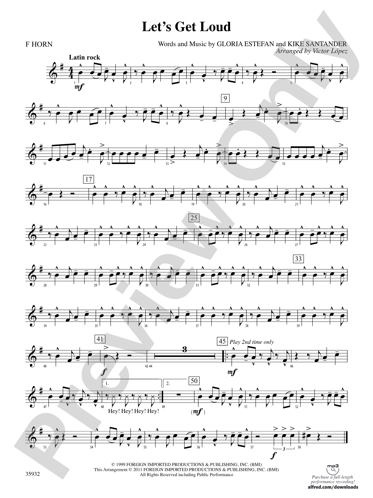 Let's Get Loud: 1st F Horn