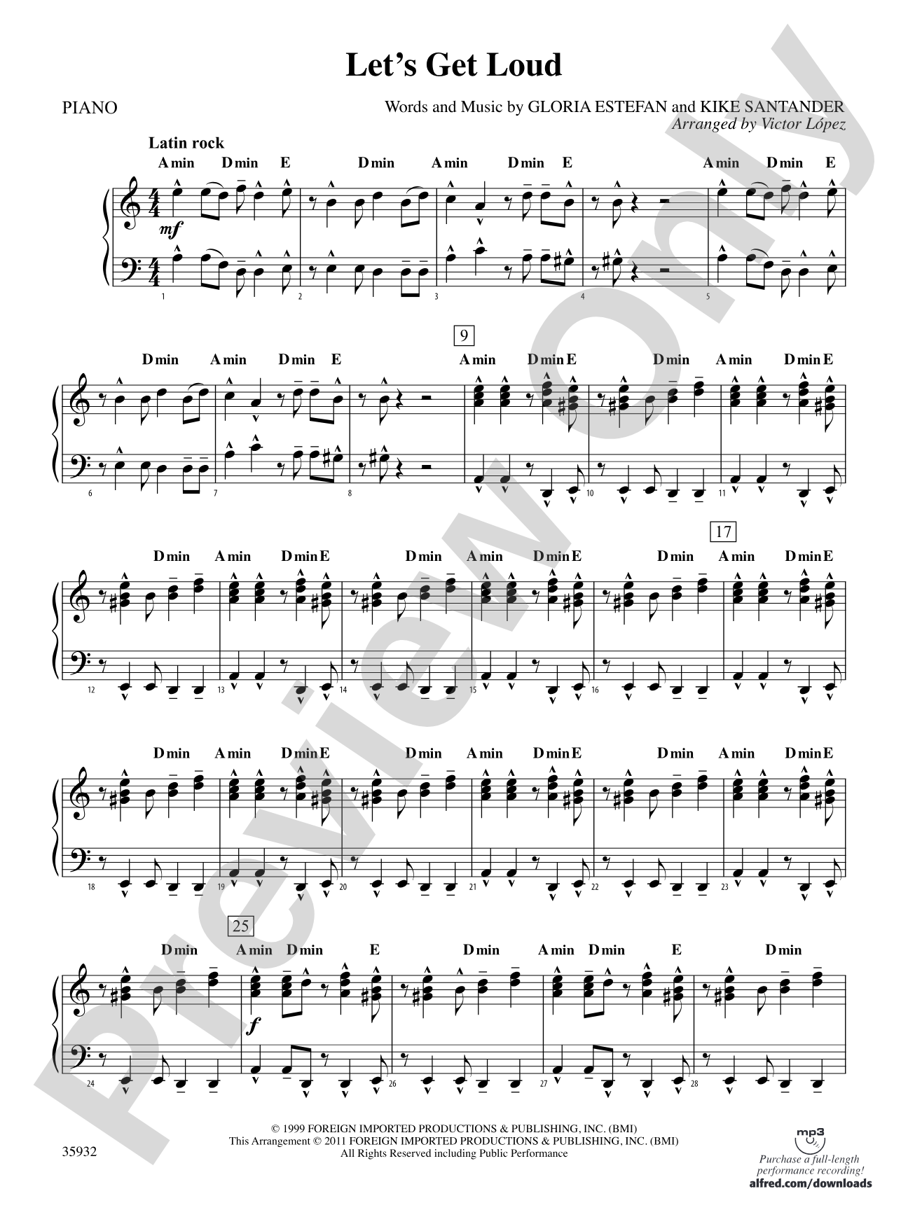 Let's Get Loud: Piano Accompaniment