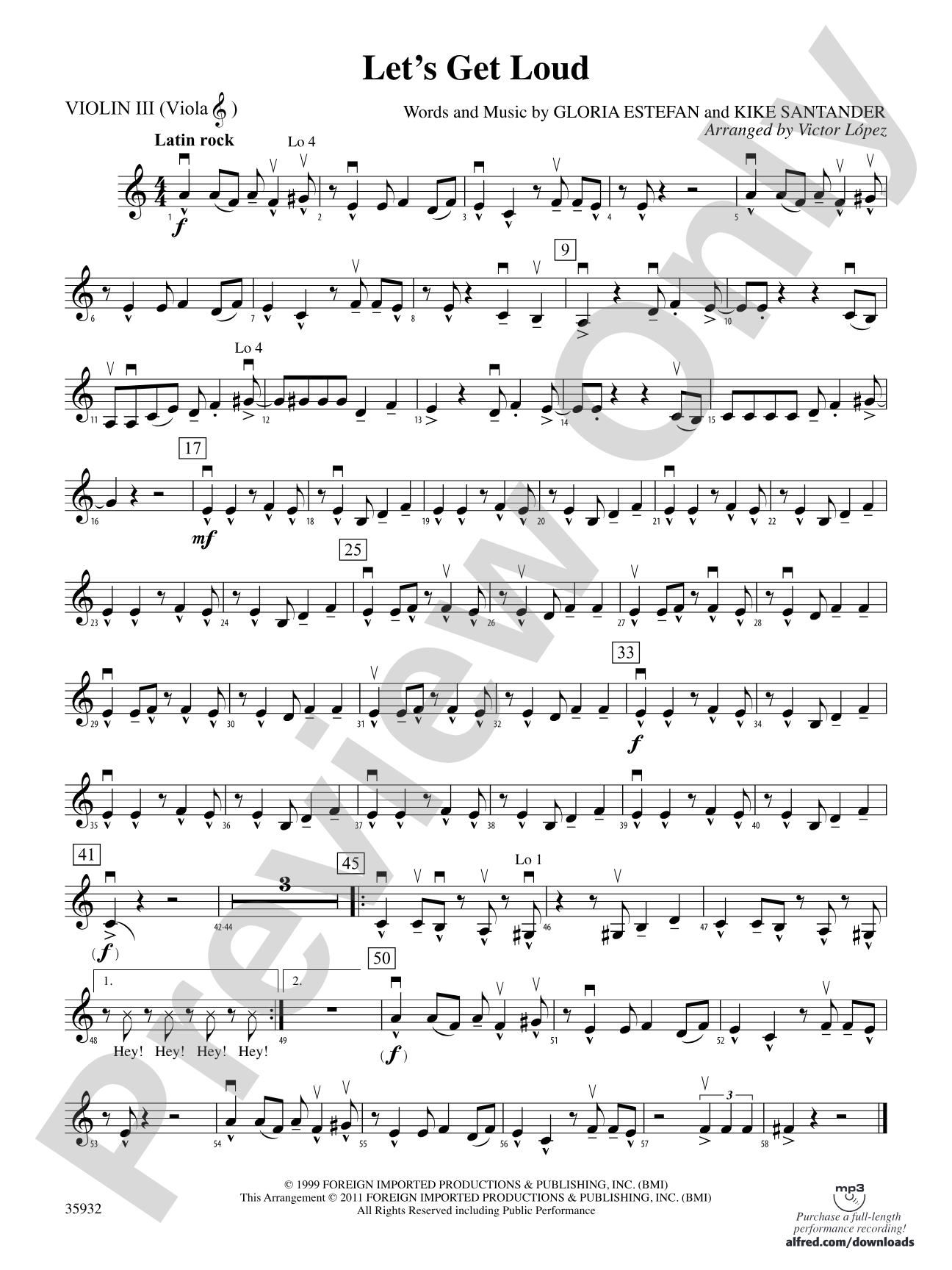 Let's Get Loud: 3rd Violin (Viola [TC])