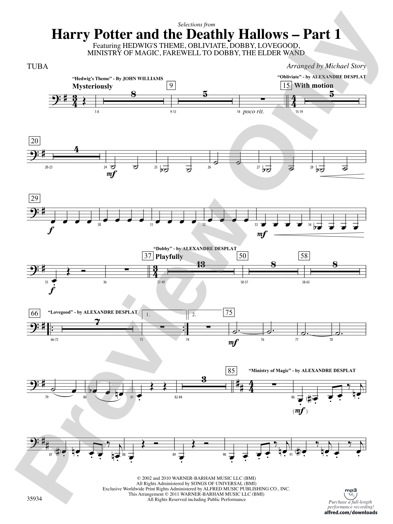 Harry Potter and the Deathly Hallows, Part 1, Selections from: Tuba