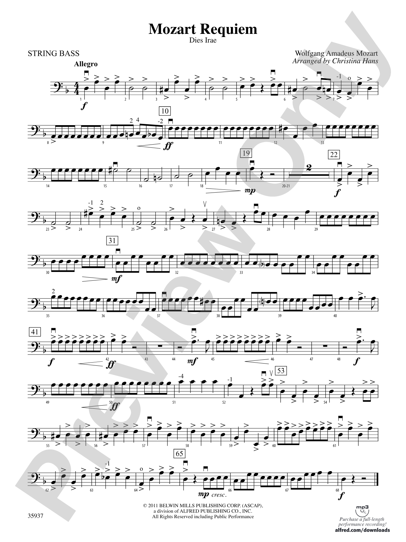 Mozart Requiem -- Dies Irae: String Bass