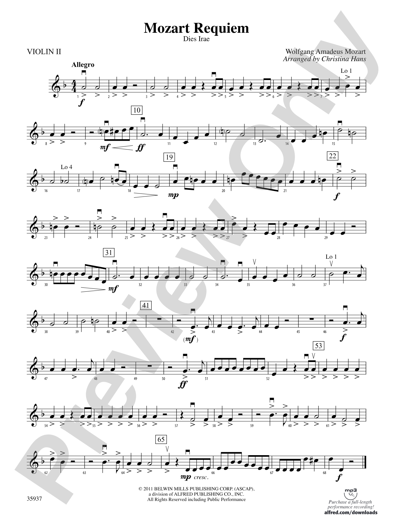 Mozart Requiem -- Dies Irae: 2nd Violin