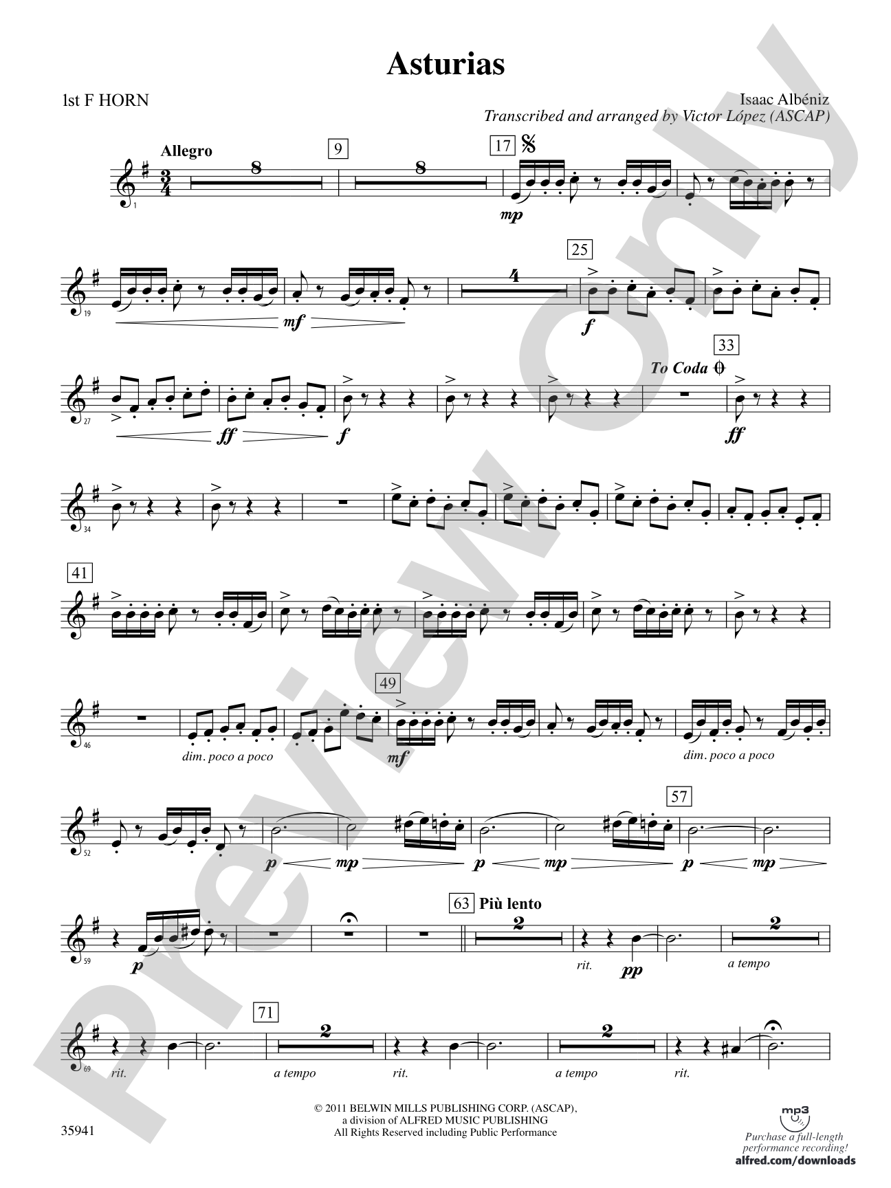 Asturias: 1st F Horn
