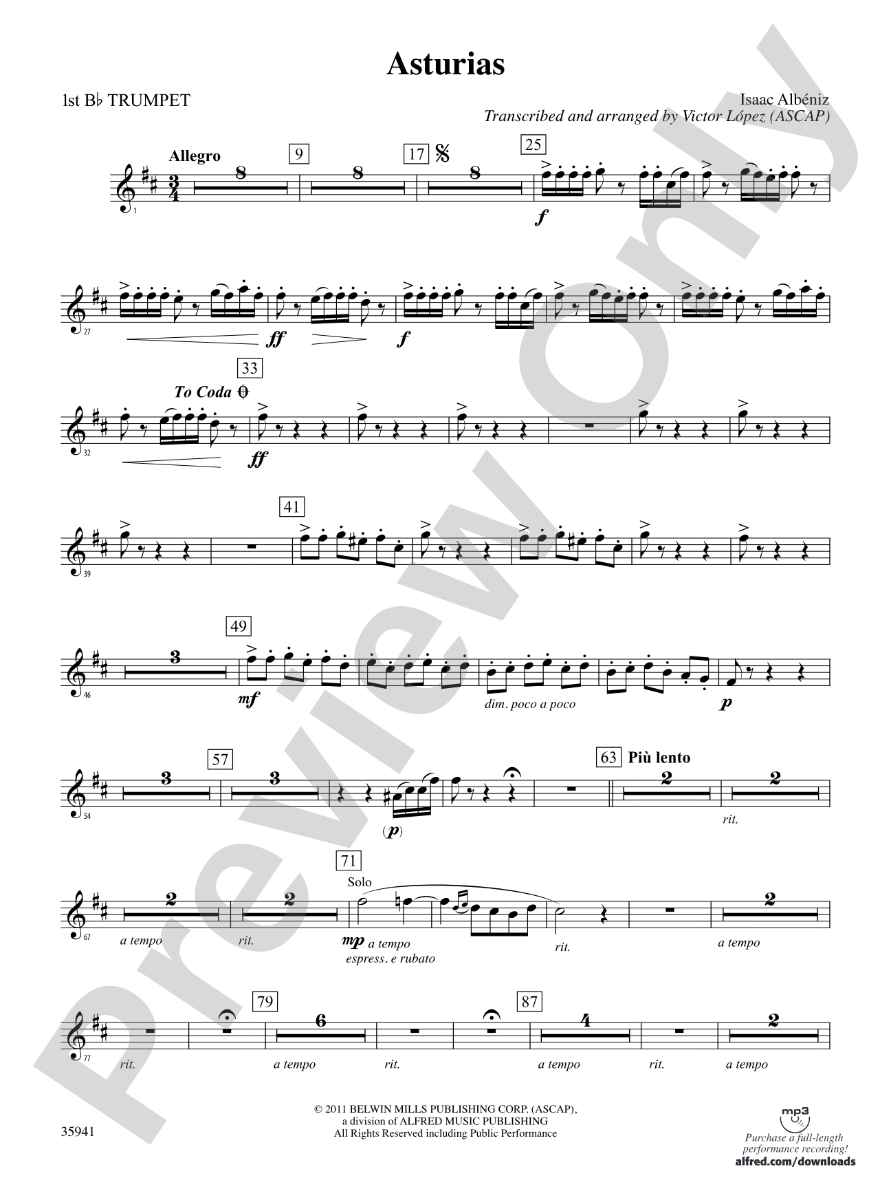 Asturias: 1st B-flat Trumpet