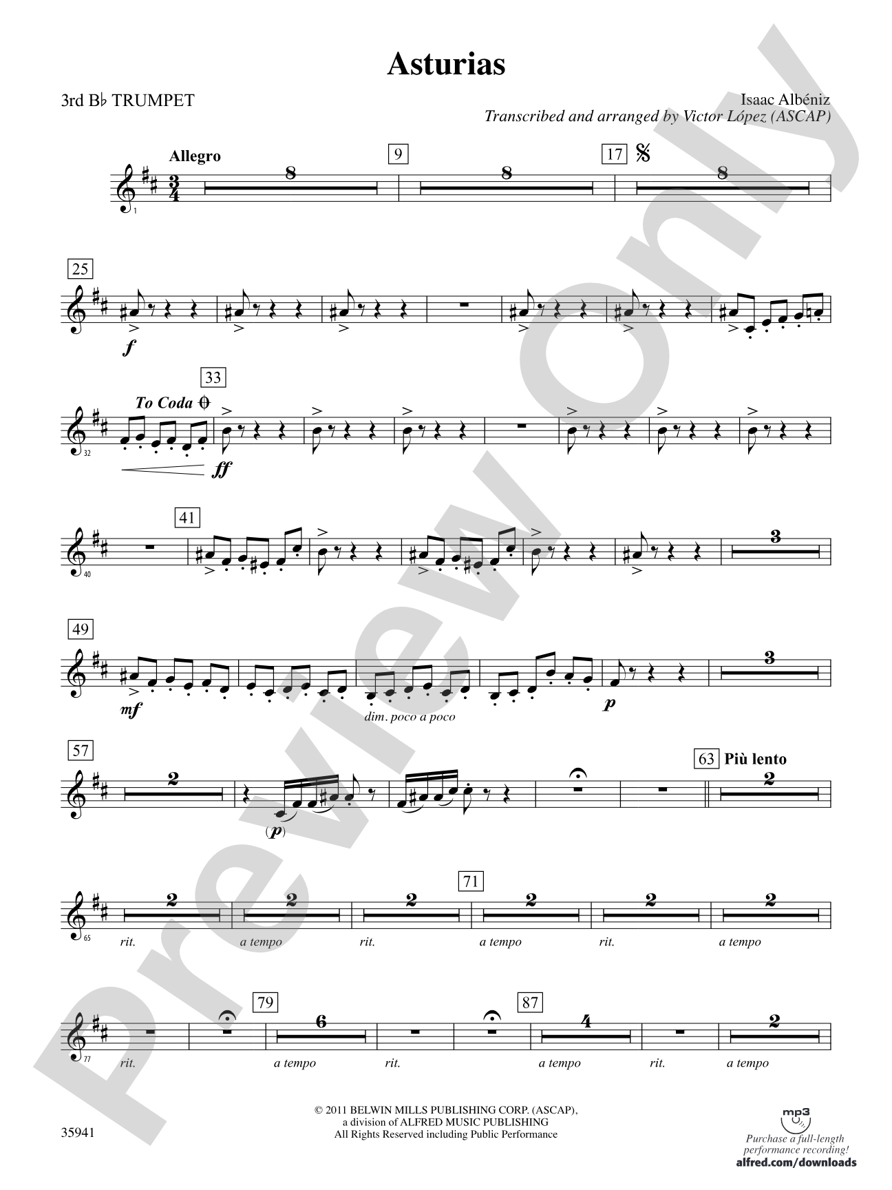 Asturias: 3rd B-flat Trumpet