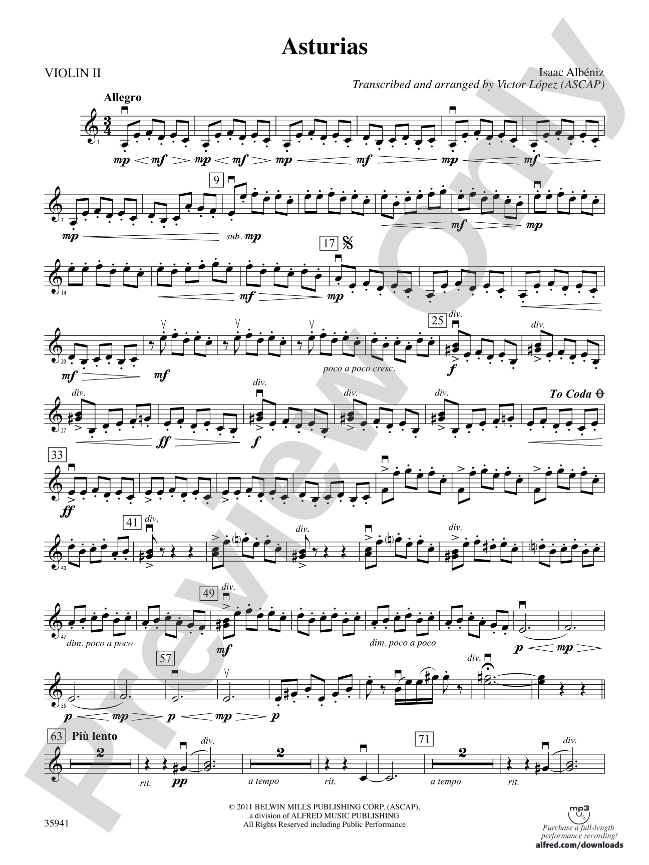 Asturias: 2nd Violin