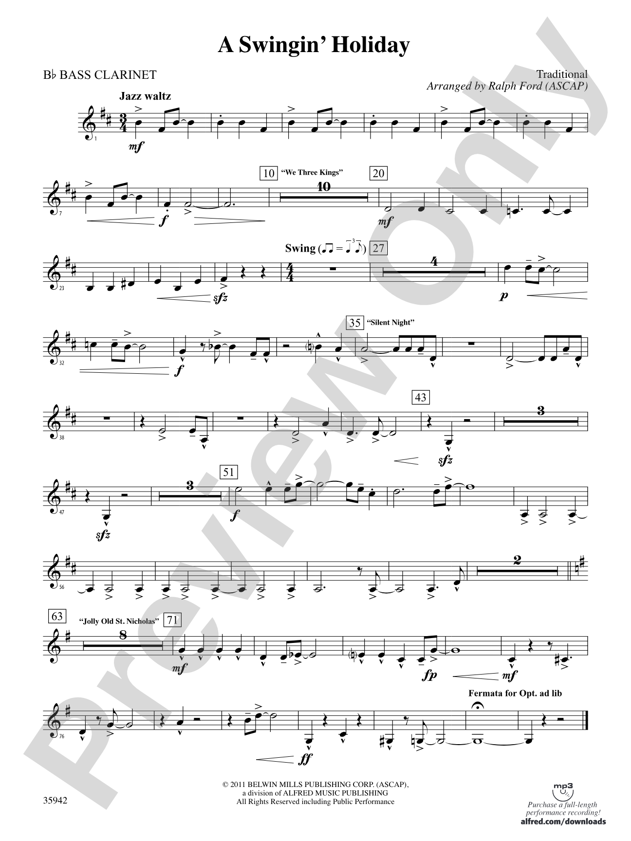 A Swingin' Holiday: B-flat Bass Clarinet