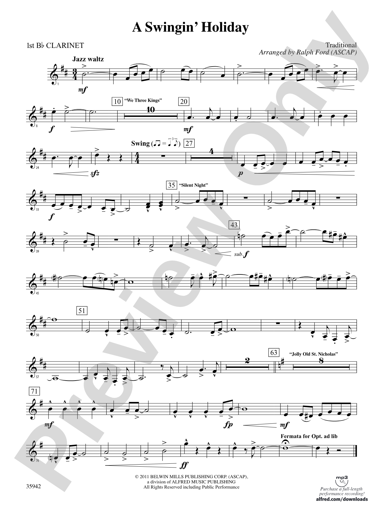A Swingin' Holiday: 1st B-flat Clarinet