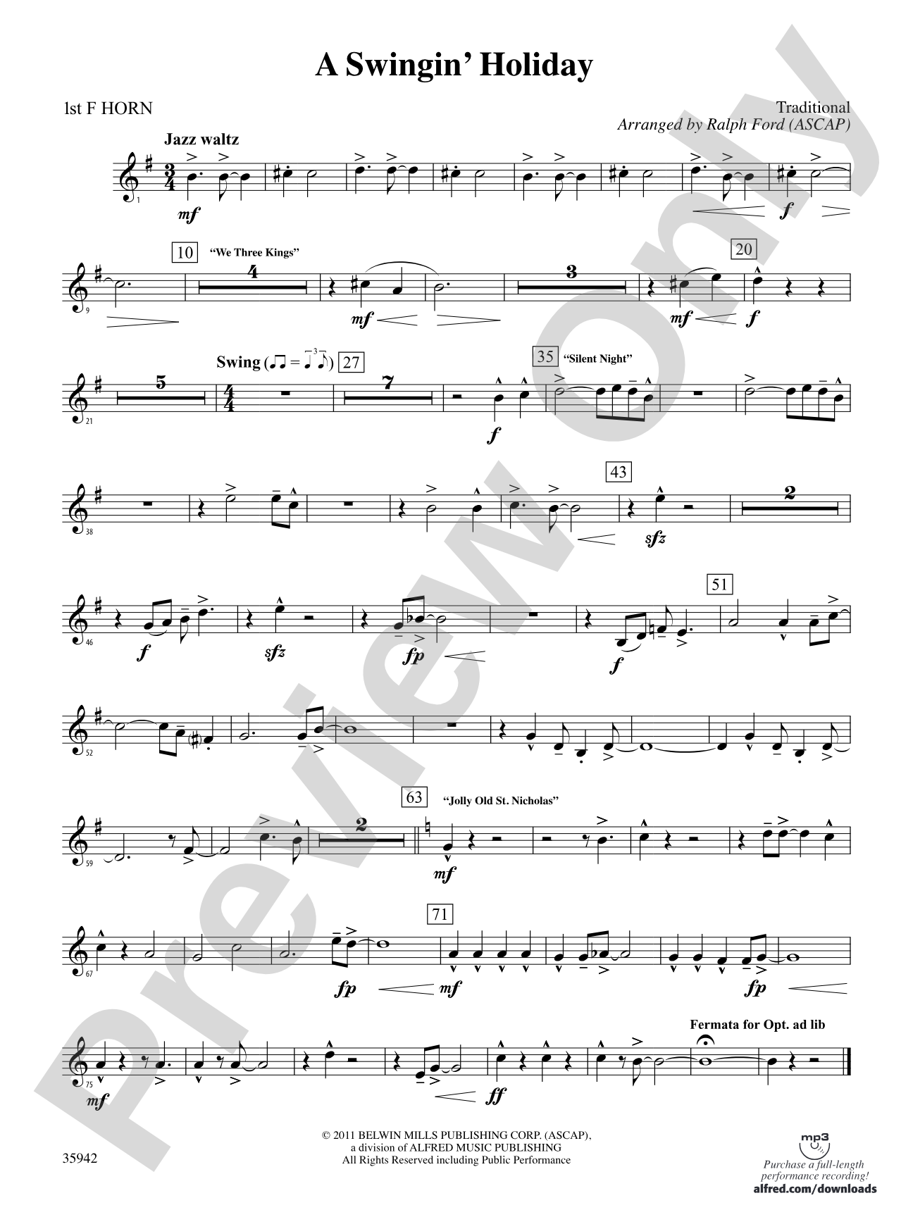 A Swingin' Holiday: 1st F Horn