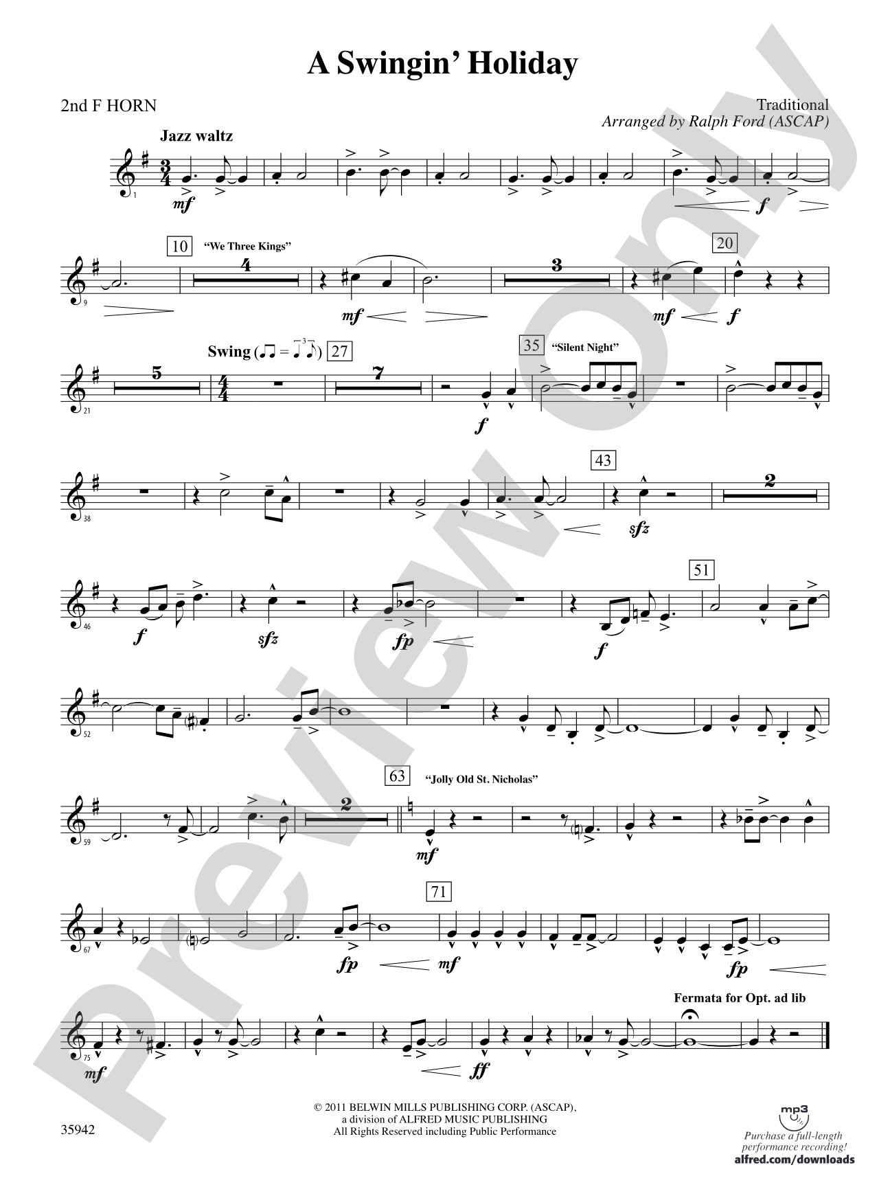 A Swingin' Holiday: 2nd F Horn