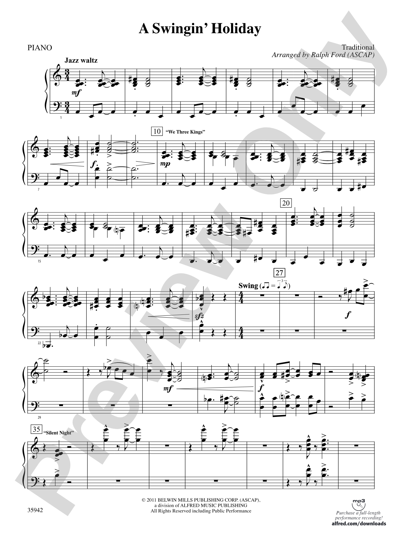 A Swingin' Holiday: Piano Accompaniment