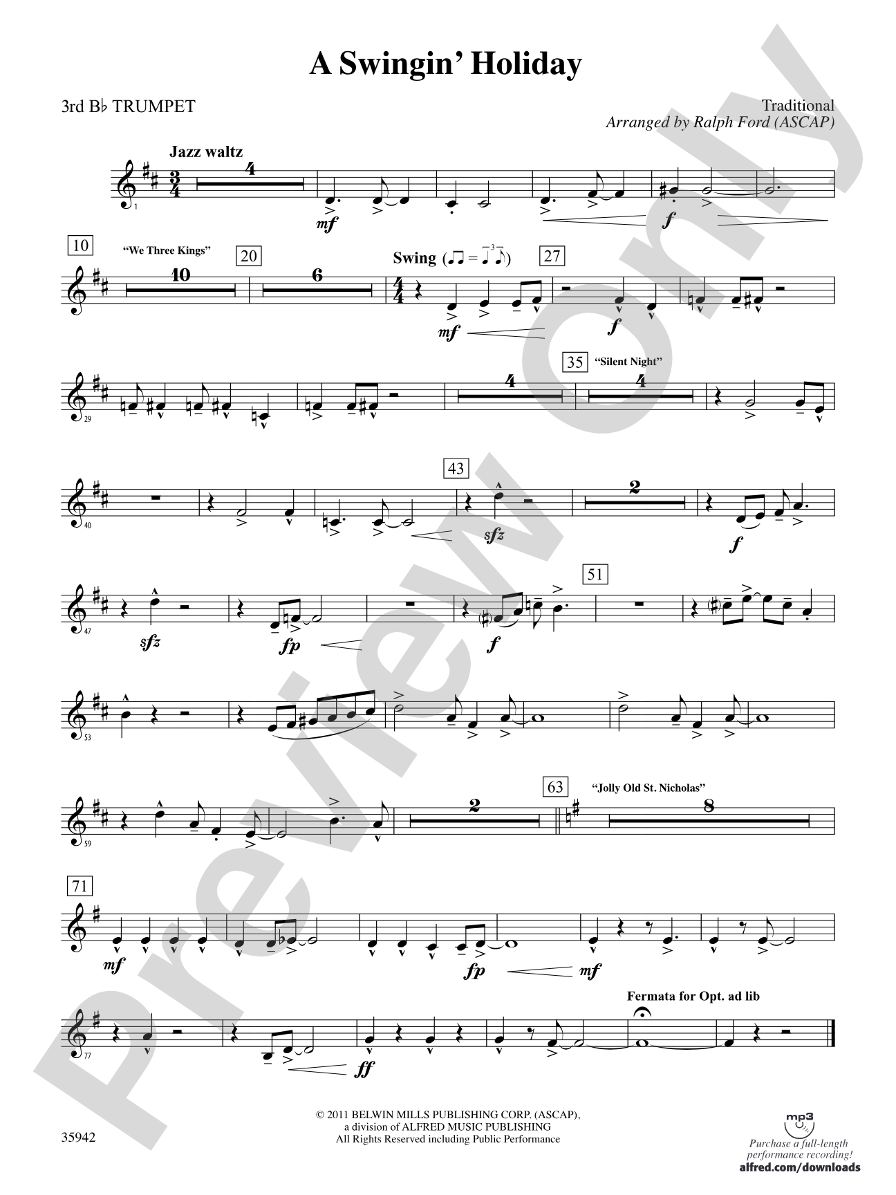 A Swingin' Holiday: 3rd B-flat Trumpet