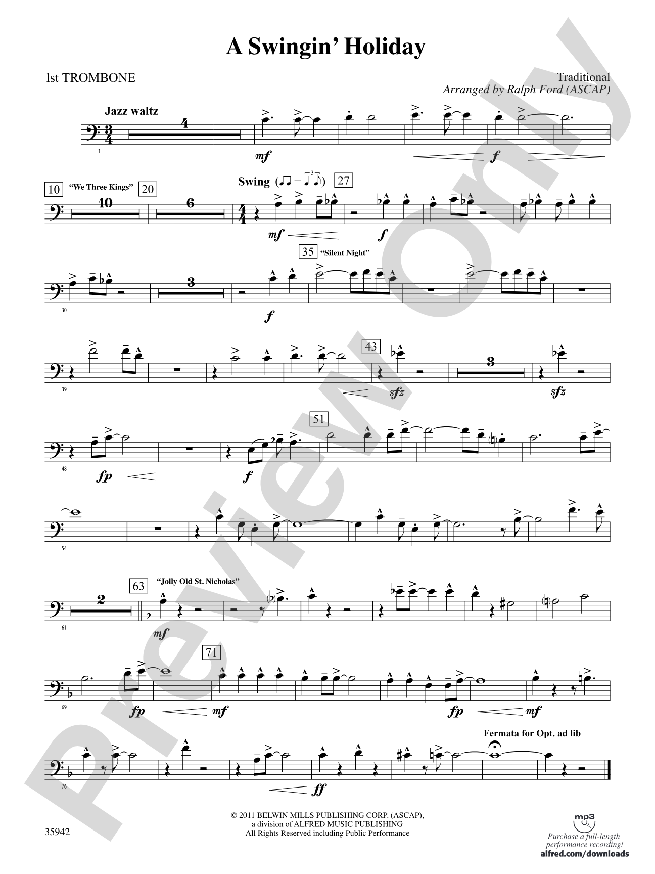 A Swingin' Holiday: 1st Trombone
