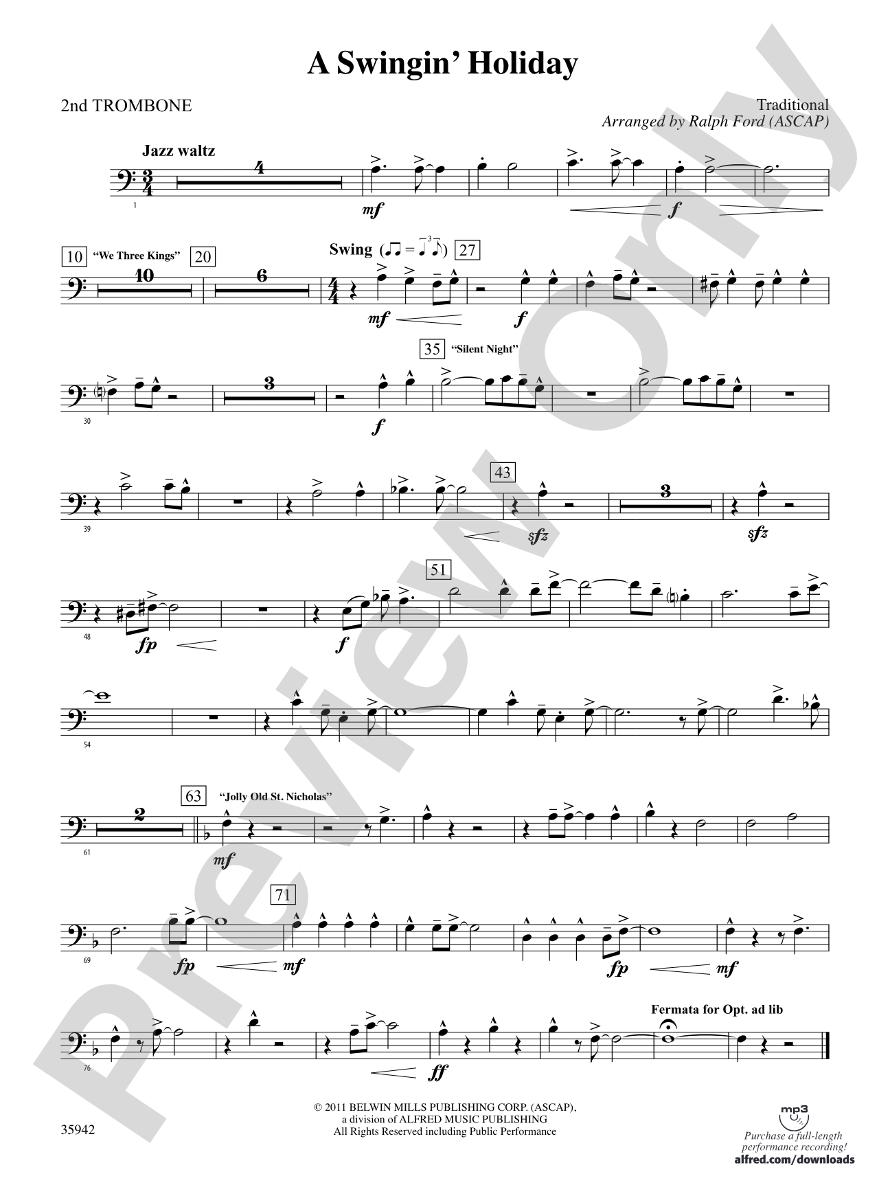 A Swingin' Holiday: 2nd Trombone