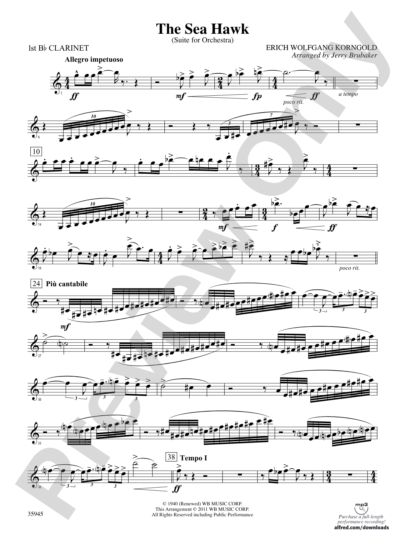 The Sea Hawk: 1st B-flat Clarinet