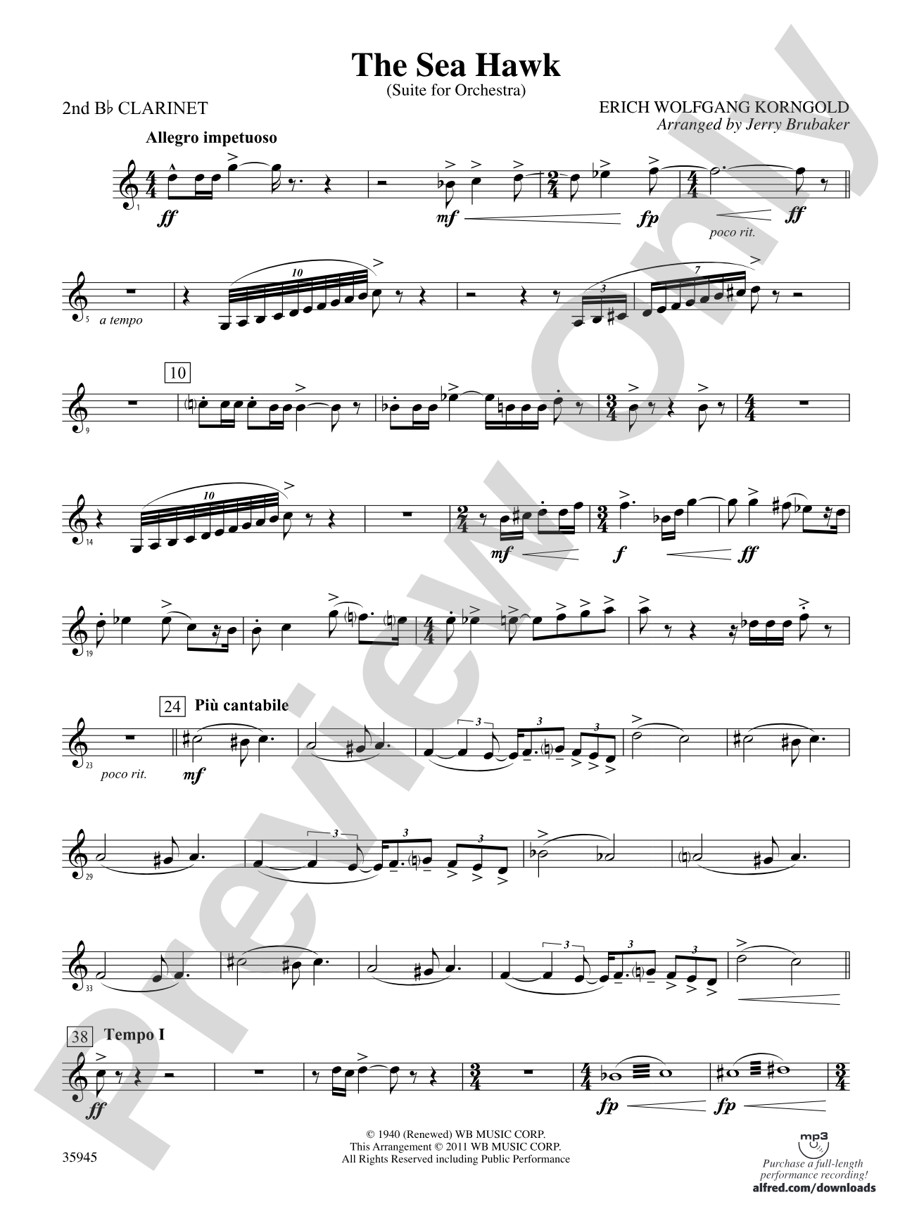 The Sea Hawk: 2nd B-flat Clarinet