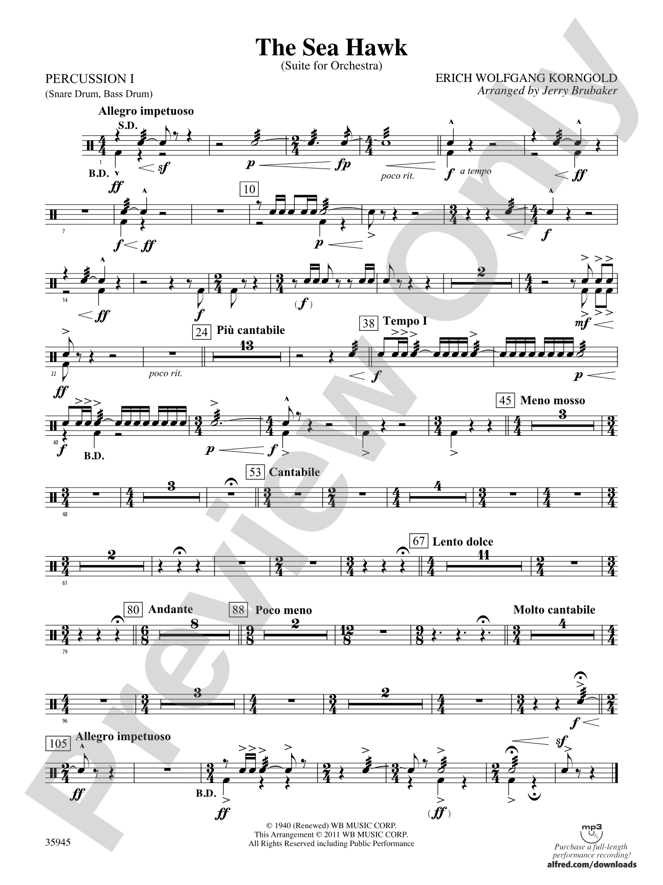 The Sea Hawk: 1st Percussion