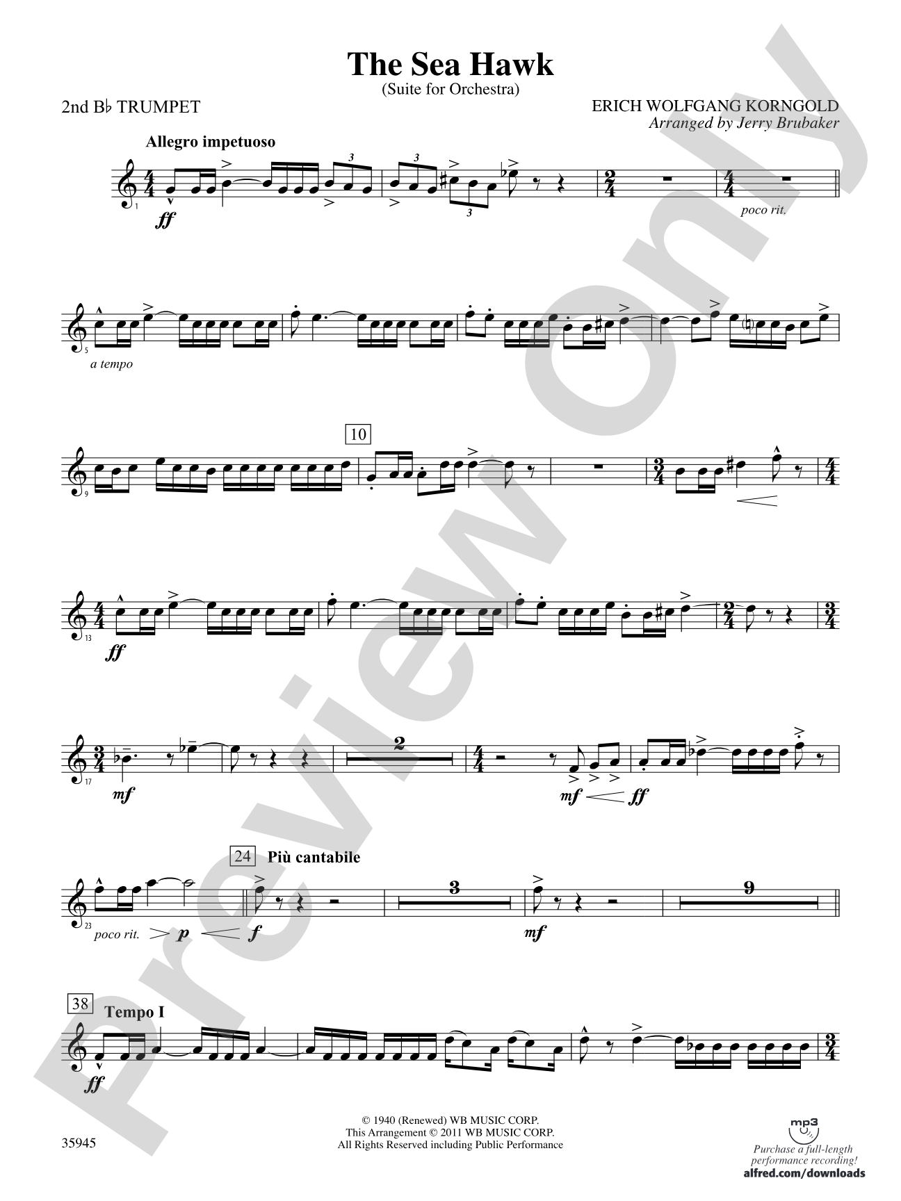 The Sea Hawk: 2nd B-flat Trumpet