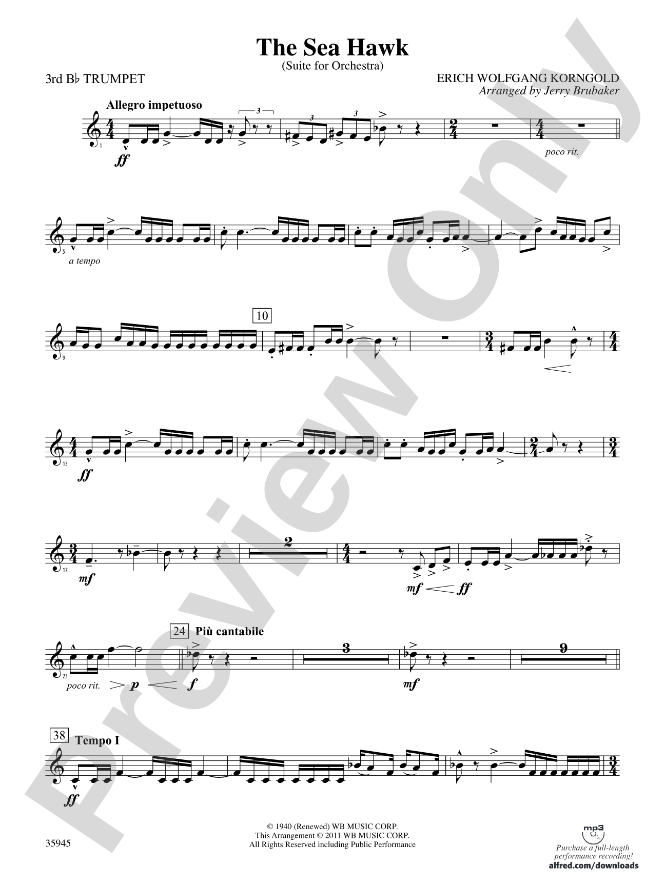 The Sea Hawk: 3rd B-flat Trumpet