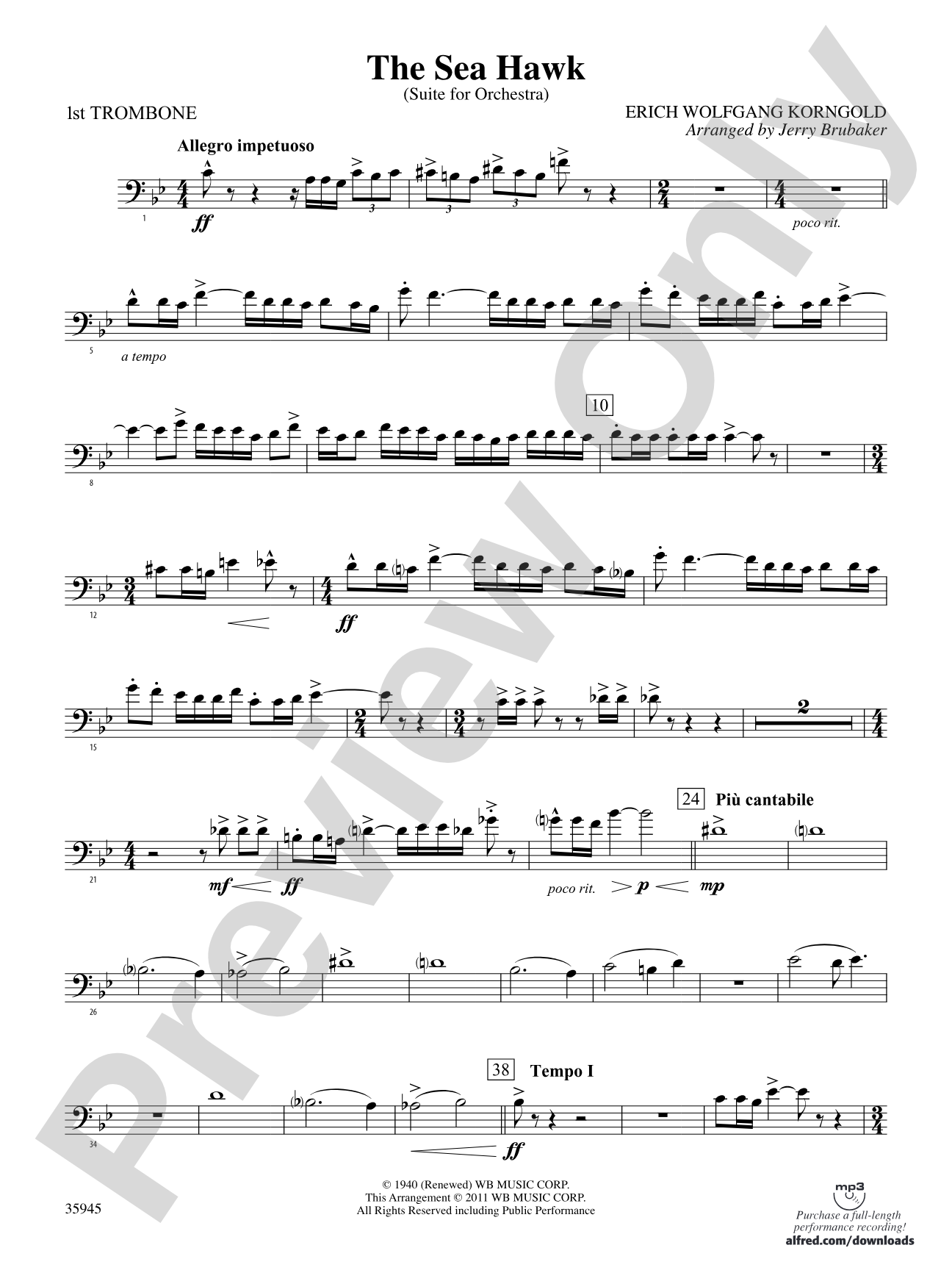 The Sea Hawk: 1st Trombone