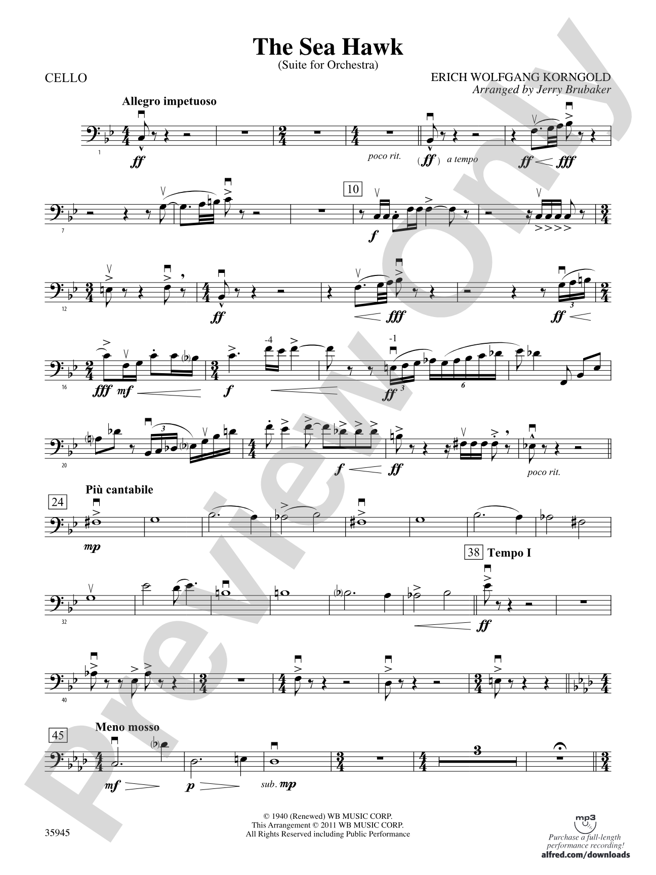 The Sea Hawk: Cello