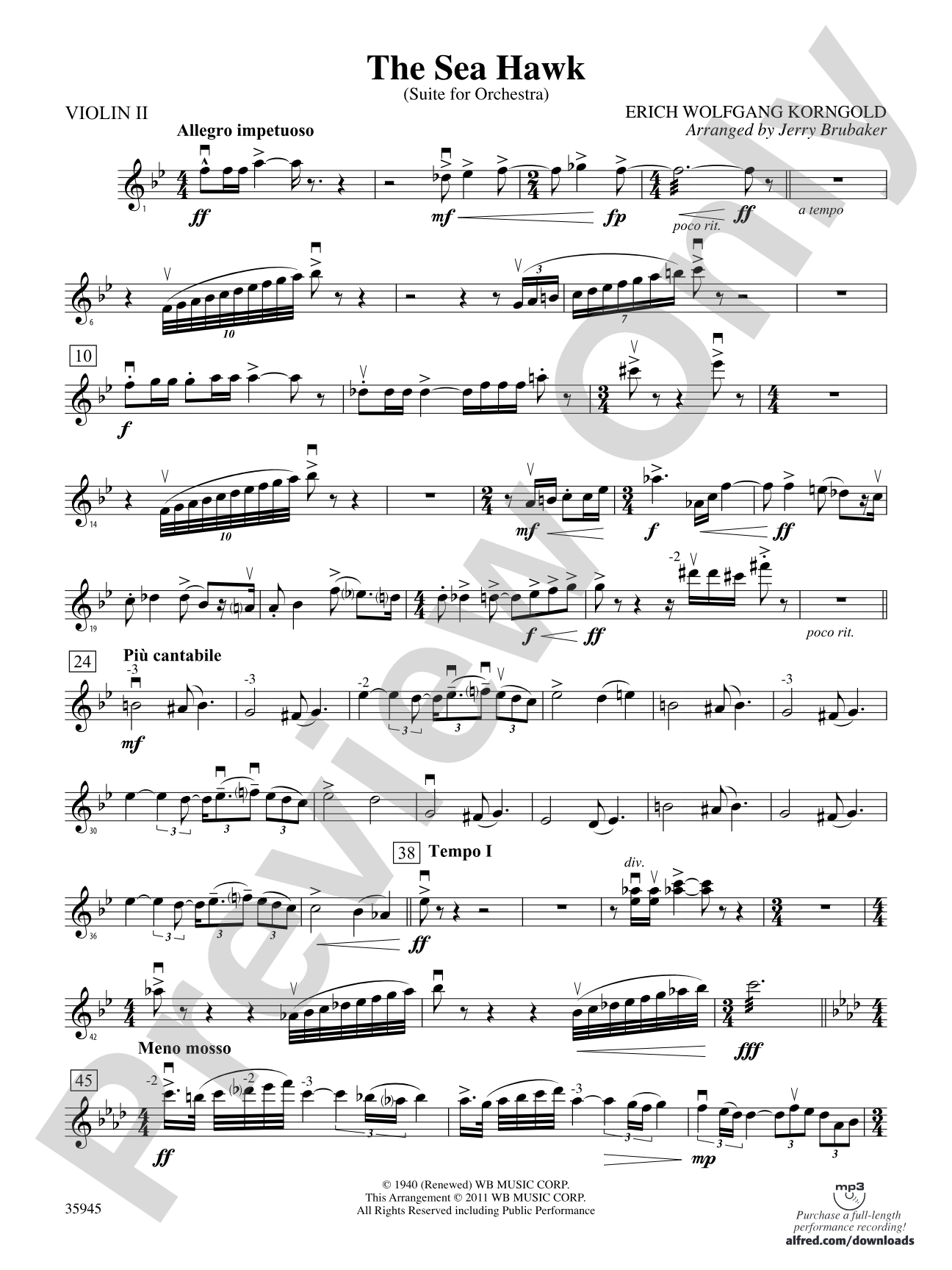 The Sea Hawk: 2nd Violin