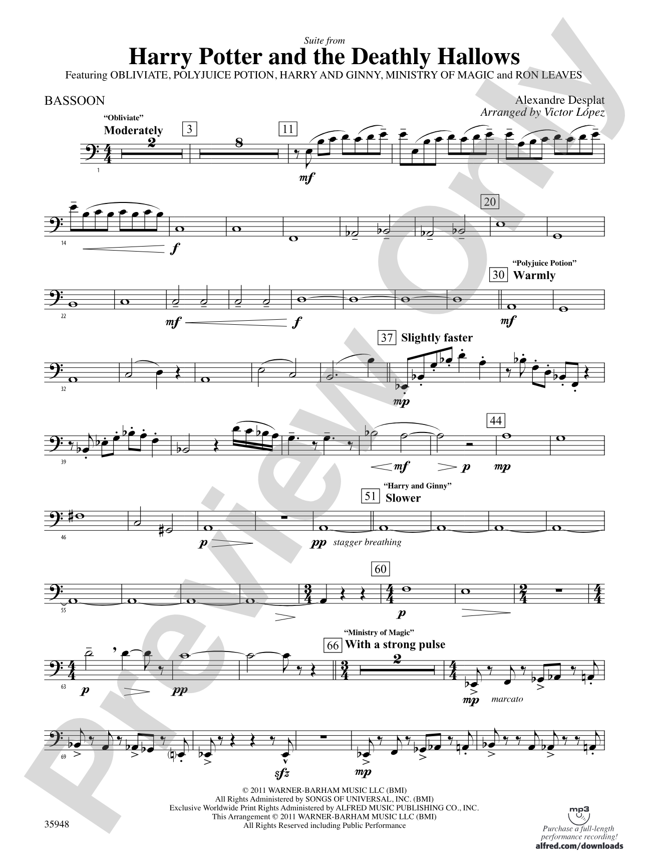Harry Potter and the Deathly Hallows, Part 1, Suite from: Bassoon