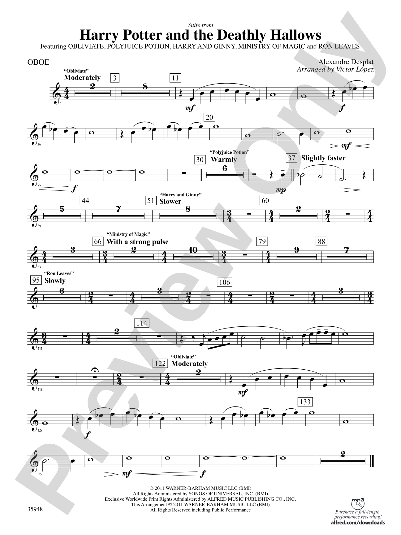 Harry Potter and the Deathly Hallows, Part 1, Suite from: Oboe