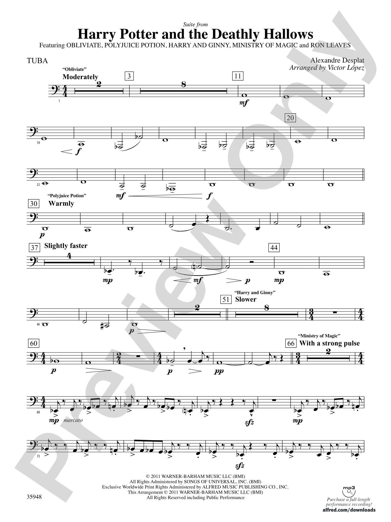 Harry Potter and the Deathly Hallows, Part 1, Suite from: Tuba