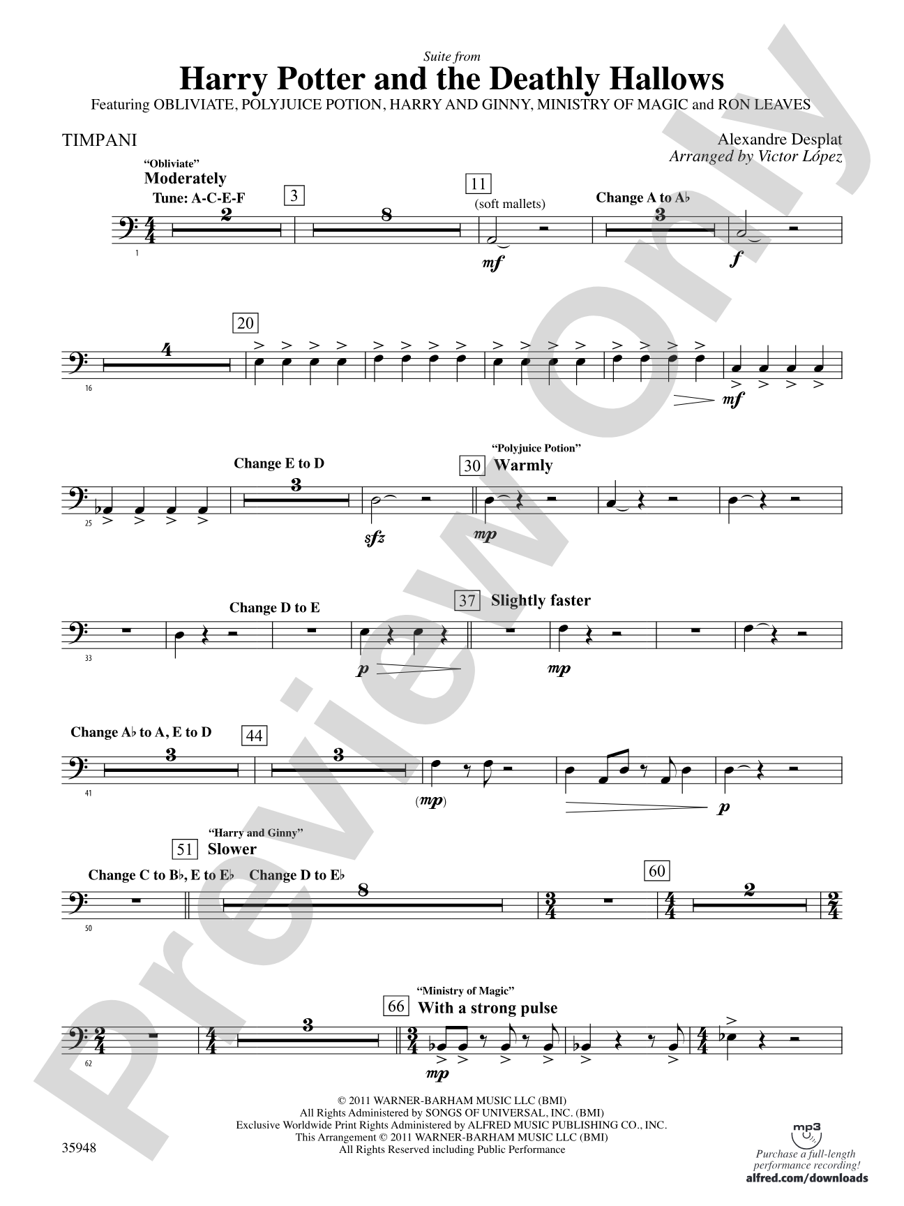Harry Potter and the Deathly Hallows, Part 1, Suite from: Timpani