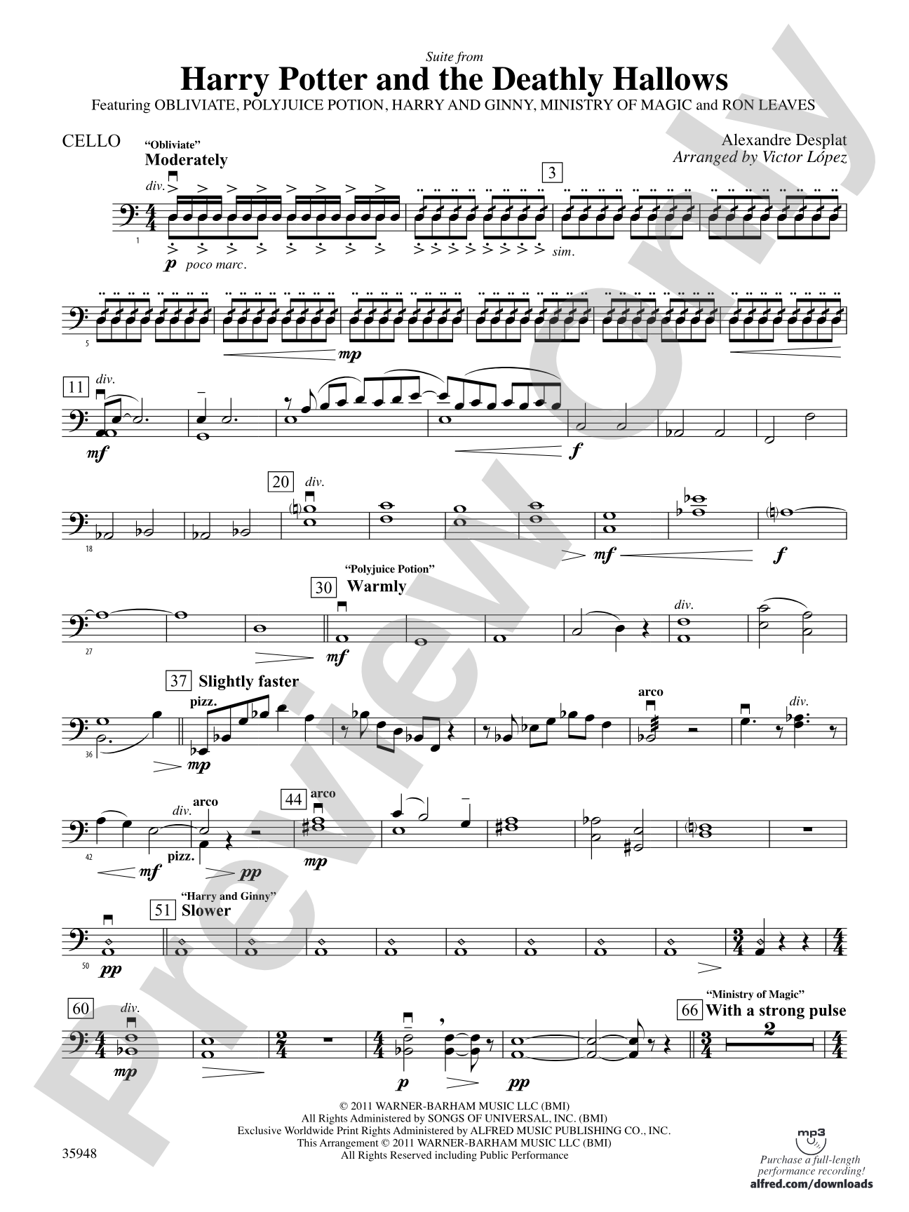 Harry Potter and the Deathly Hallows, Part 1, Suite from: Cello