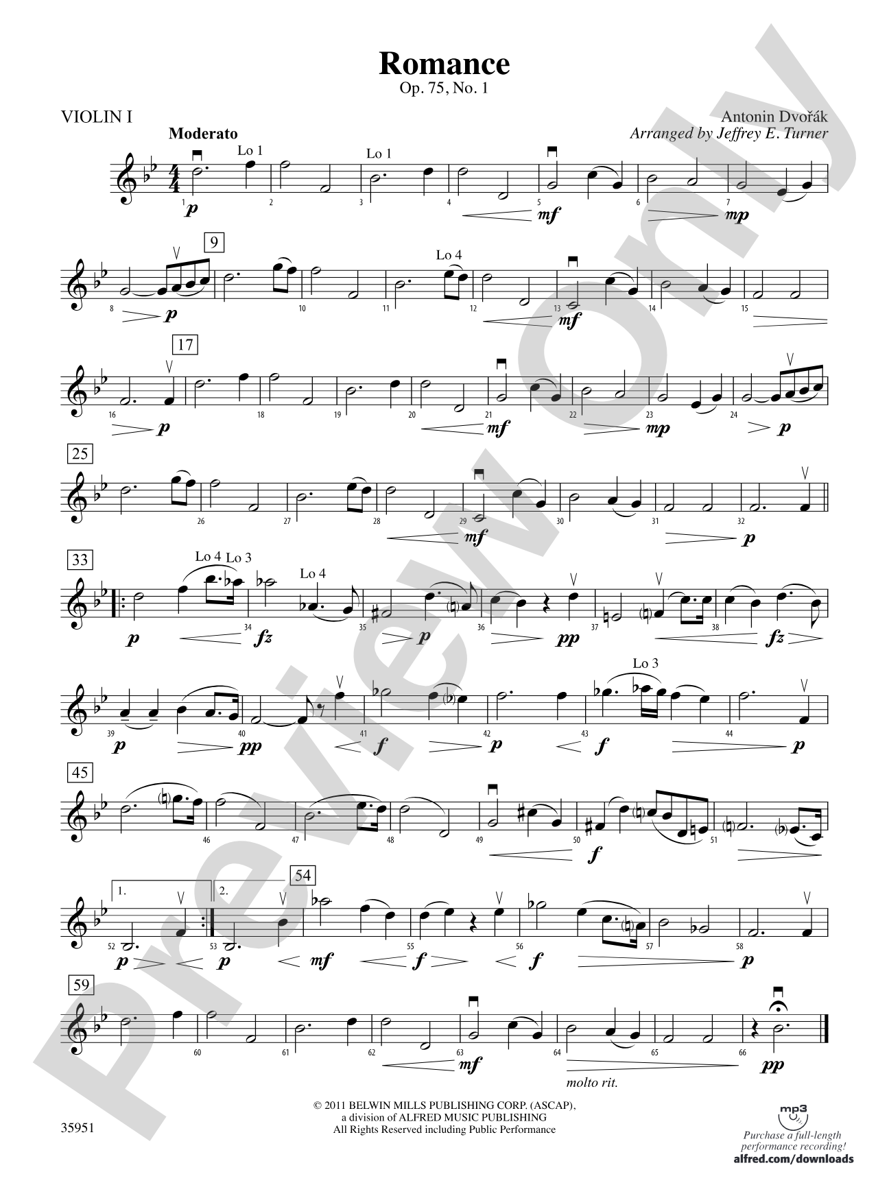Romance, Op. 75, No. 1: 1st Violin