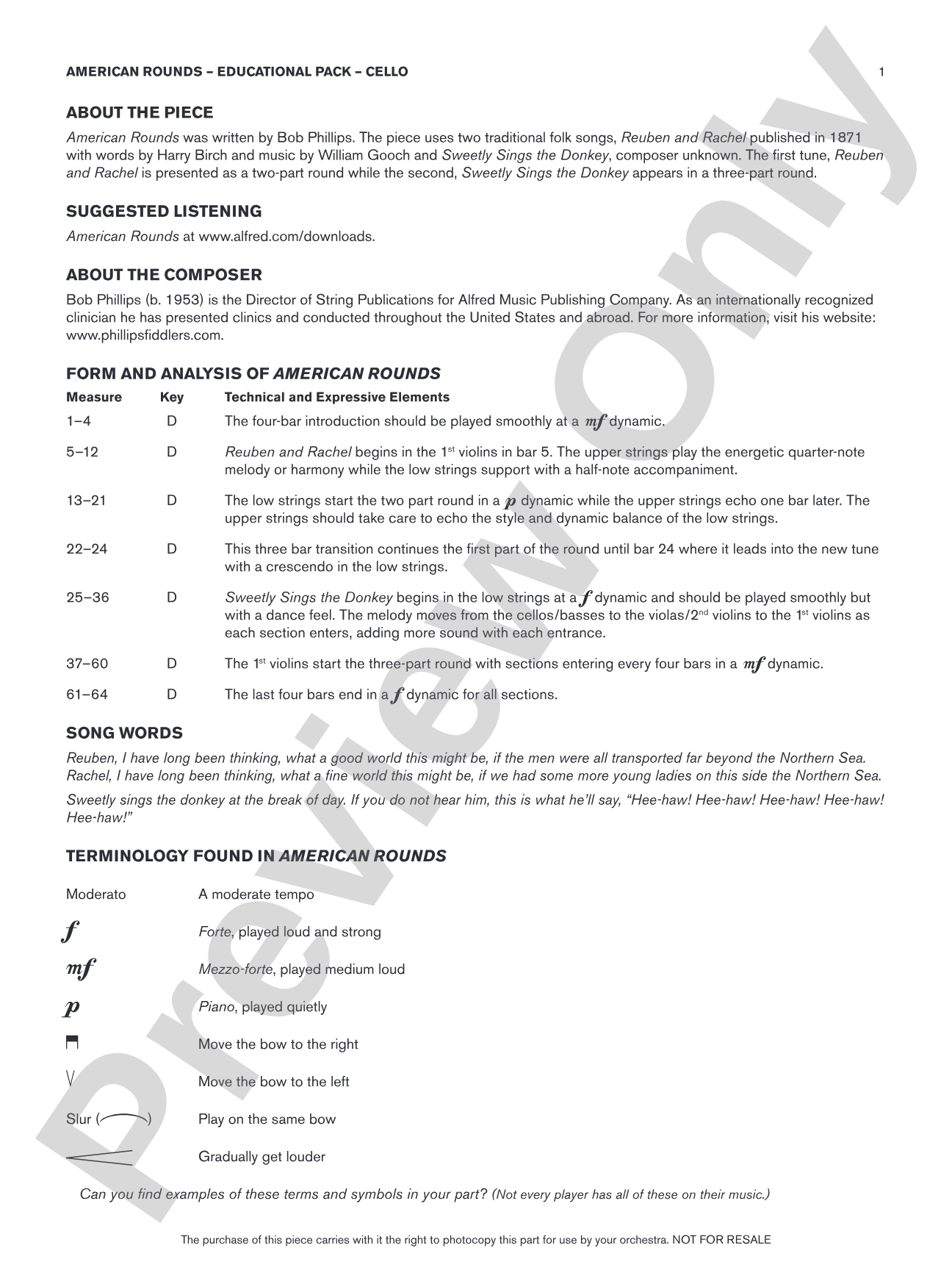 American Rounds: Cello Educational Pack