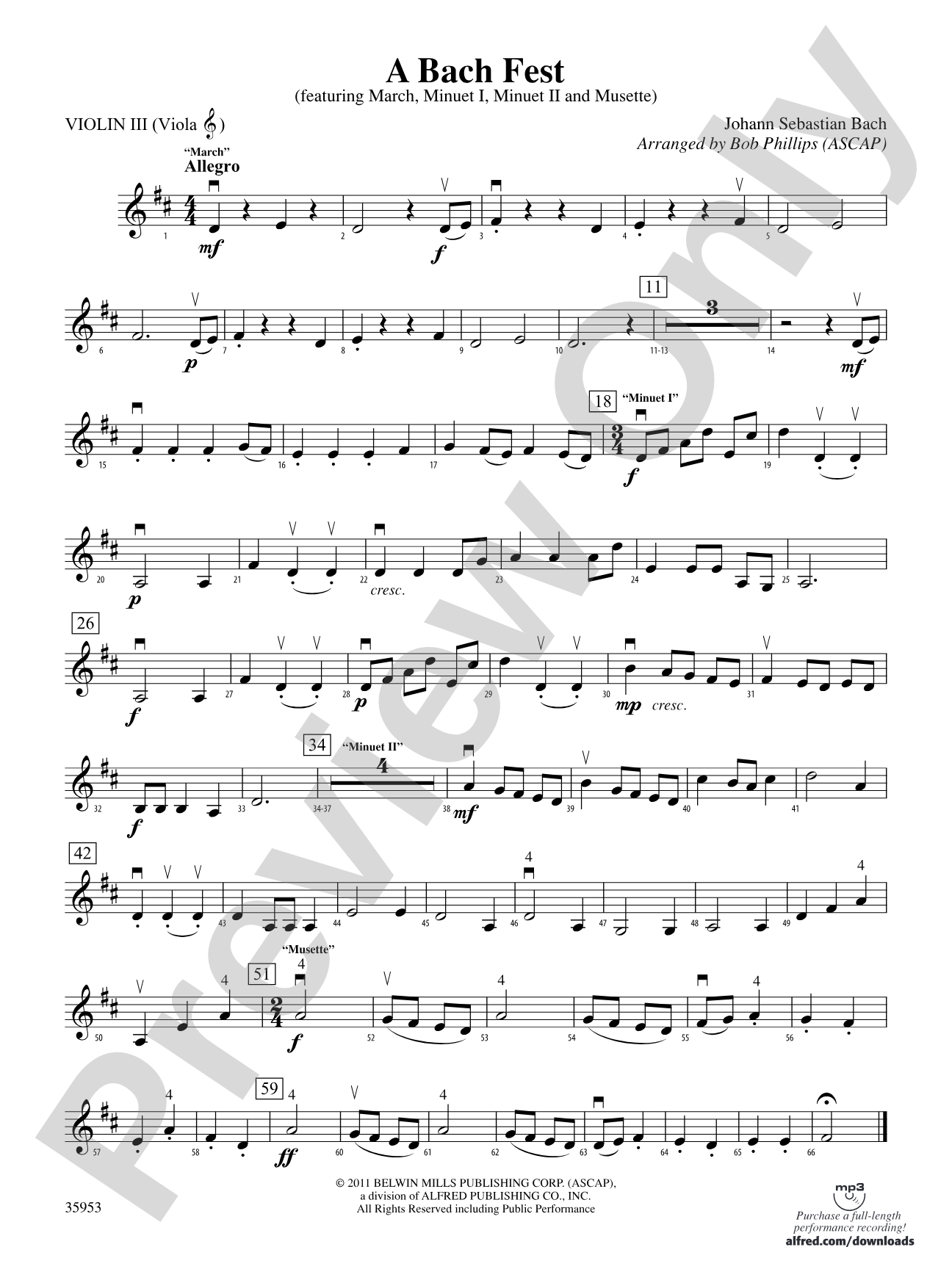 A Bach Fest: 3rd Violin (Viola [TC])